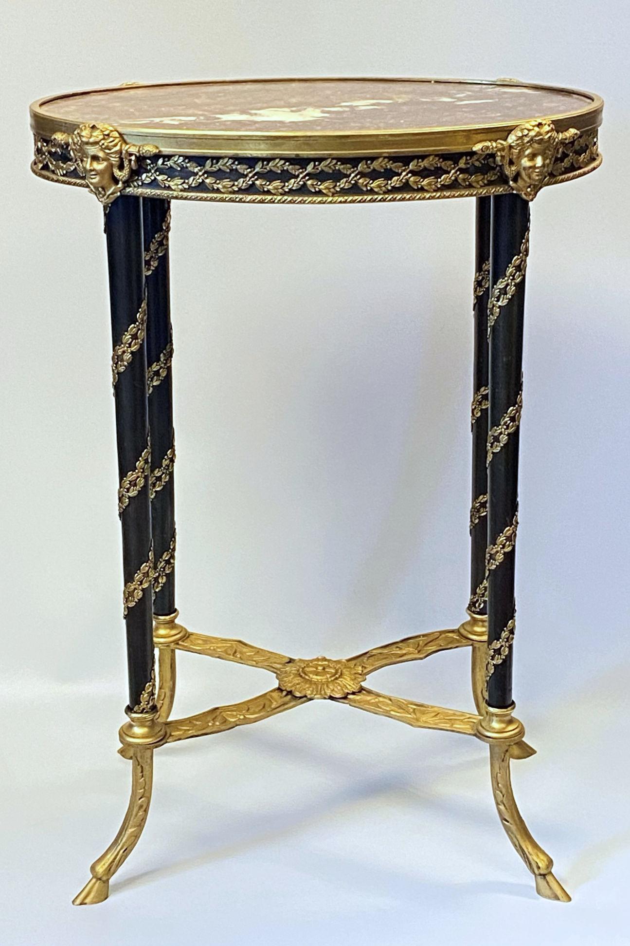 Gilt bronze and marble side table in Louis XVI style.