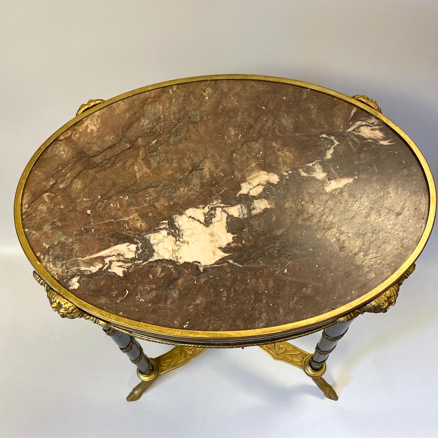 19th Century Gilt Bronze and Marble Side Table in Louis XVI Style For Sale