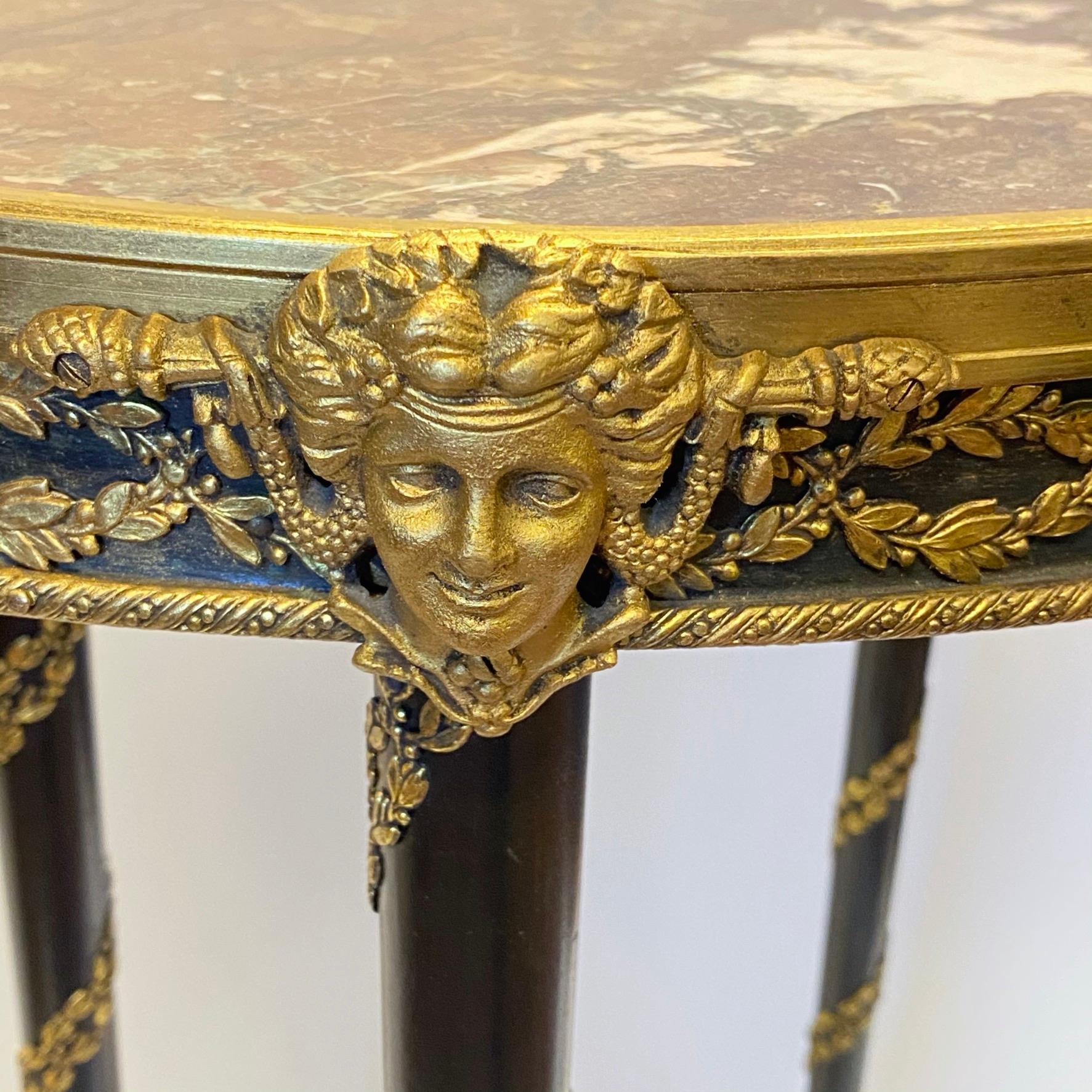 Gilt Bronze and Marble Side Table in Louis XVI Style For Sale 1