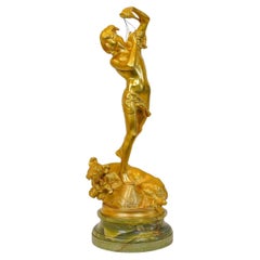 Gilt Bronze and Onyx Sculpture by Henri Peinte, 1900.