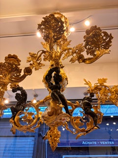 Gilt bronze and painted opaline chandelier, 19th century