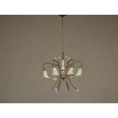 Lustre en bronze doré et porcelaine, 1940