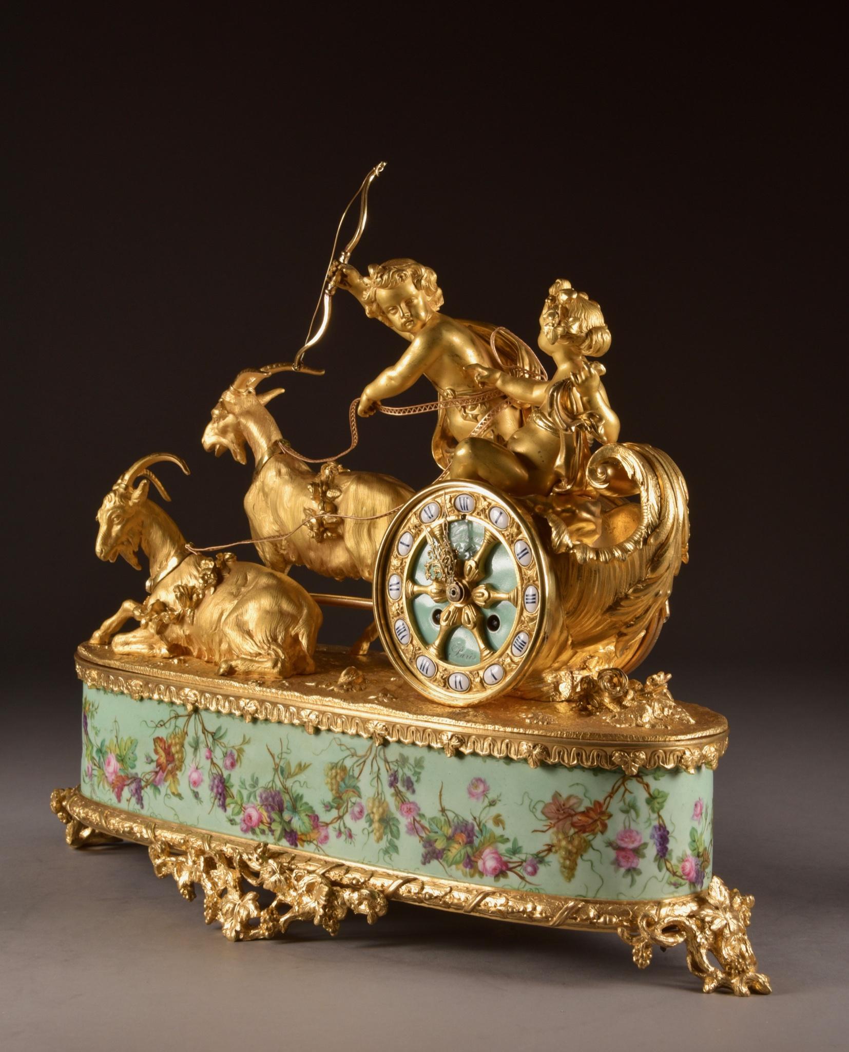 Large rare gilt-Bronze and Porcelain Chariot by Alph. Giroux & Cie, Paris, 1855 3