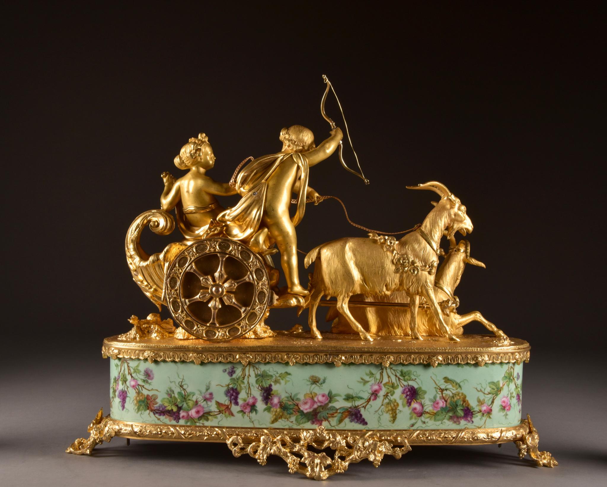Large rare gilt-Bronze and Porcelain Chariot by Alph. Giroux & Cie, Paris, 1855 5