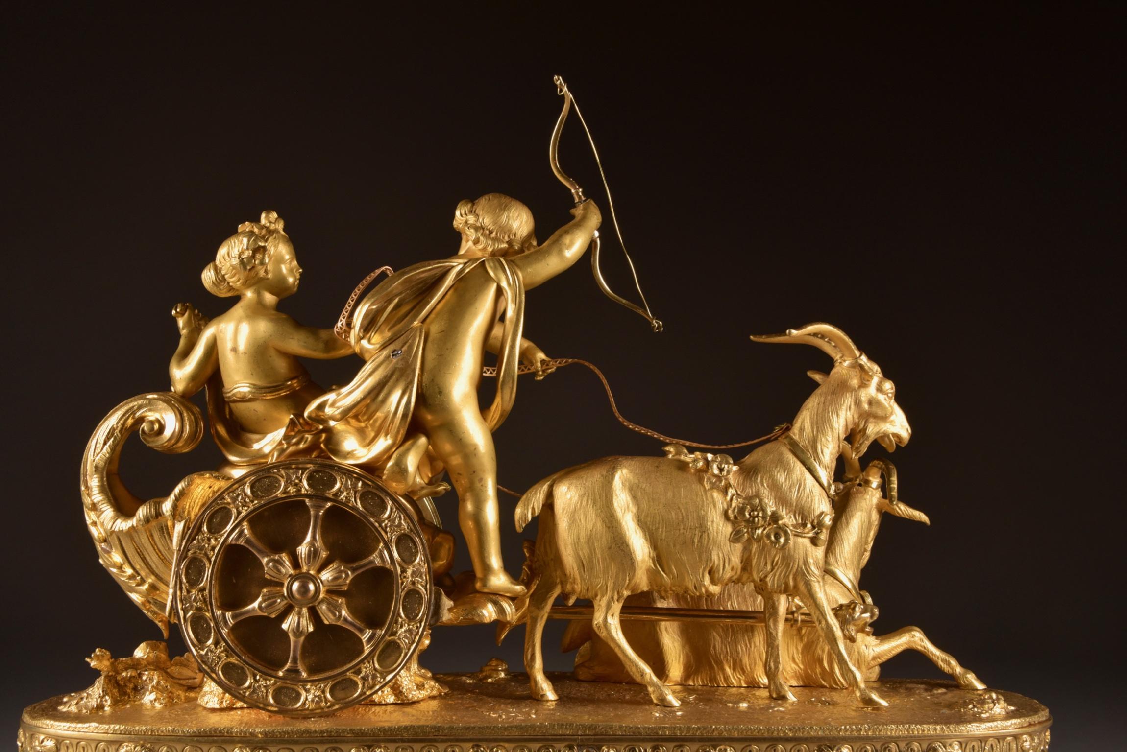 Large rare gilt-Bronze and Porcelain Chariot by Alph. Giroux & Cie, Paris, 1855 6