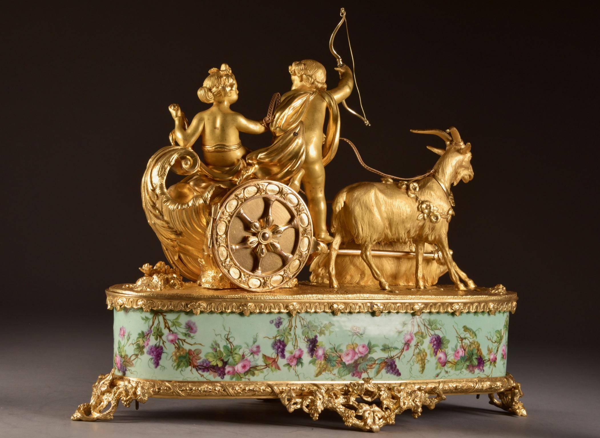 Large rare gilt-Bronze and Porcelain Chariot by Alph. Giroux & Cie, Paris, 1855 10