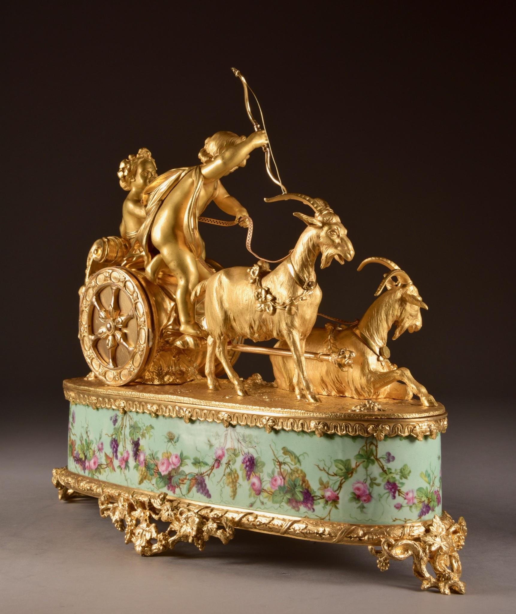 Large rare gilt-Bronze and Porcelain Chariot by Alph. Giroux & Cie, Paris, 1855 11