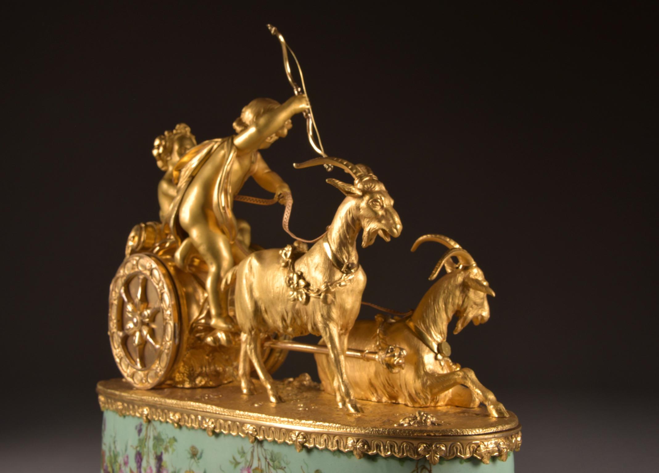Large rare gilt-Bronze and Porcelain Chariot by Alph. Giroux & Cie, Paris, 1855 12