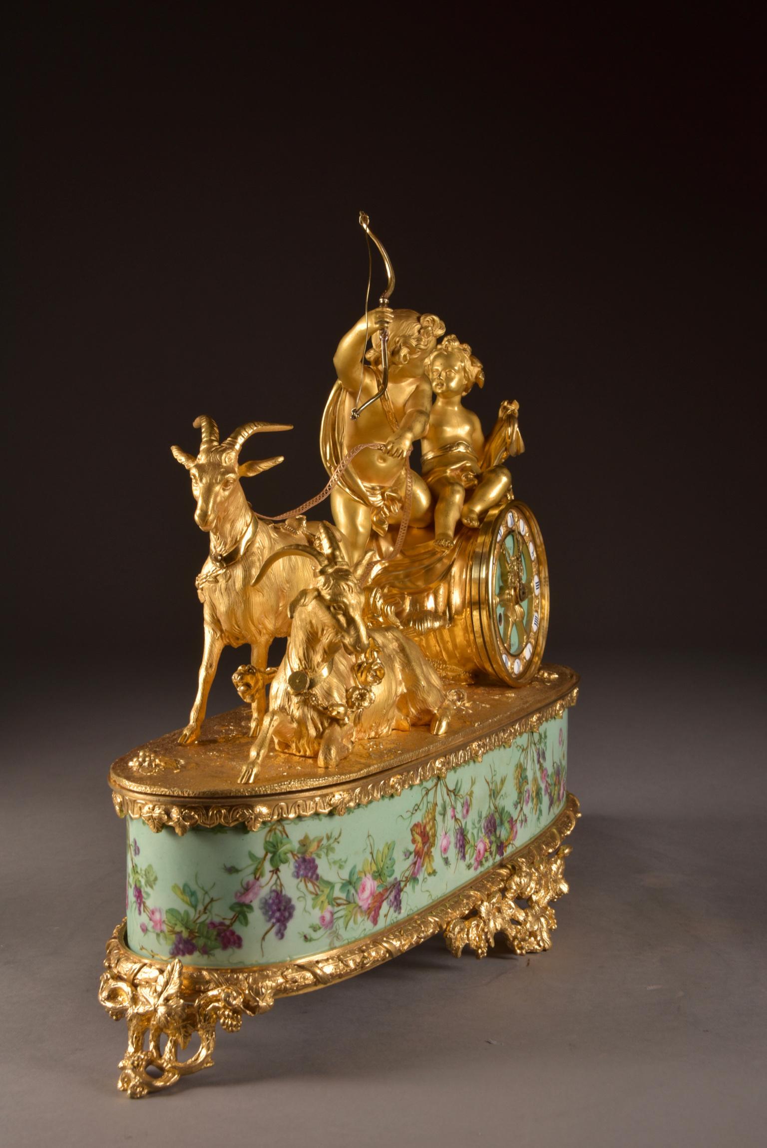 Large rare gilt-Bronze and Porcelain Chariot by Alph. Giroux & Cie, Paris, 1855 13