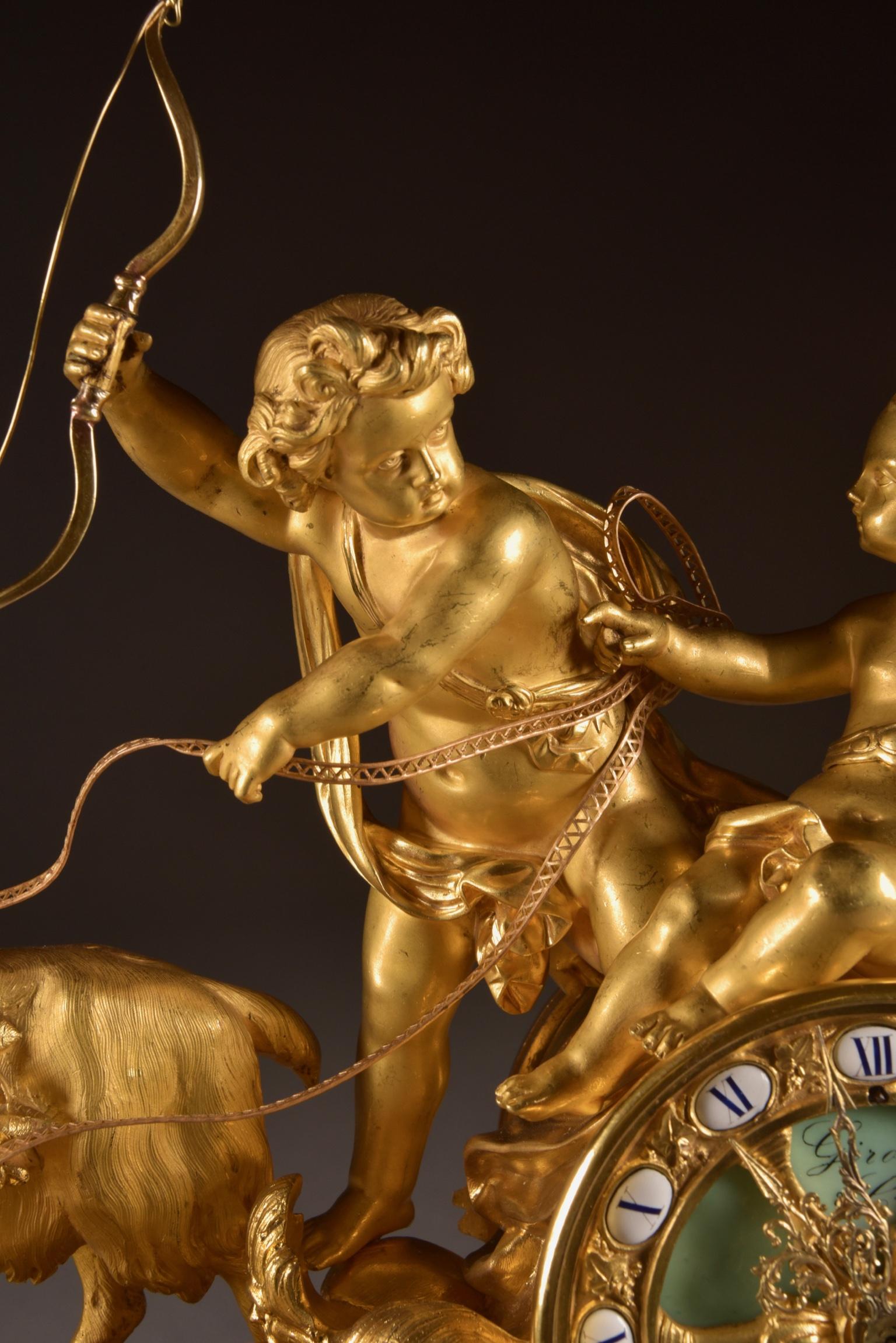Large rare gilt-Bronze and Porcelain Chariot by Alph. Giroux & Cie, Paris, 1855 1
