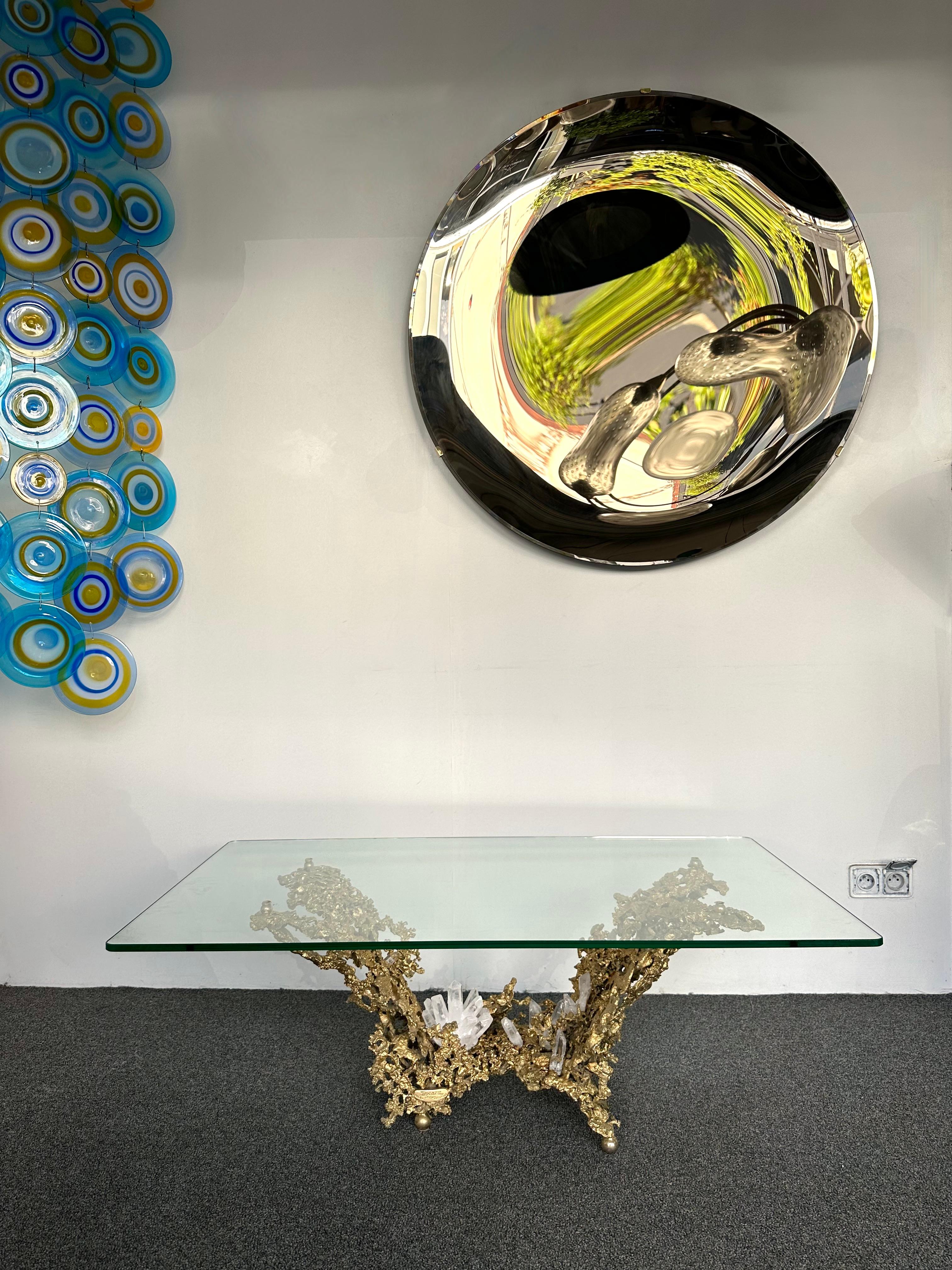 Gilt Bronze and Quartz Stone Coffee Table by Boeltz, France, 1970s For Sale 1