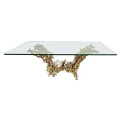 Gilt Bronze and Quartz Stone Coffee Table by Boeltz, France, 1970s