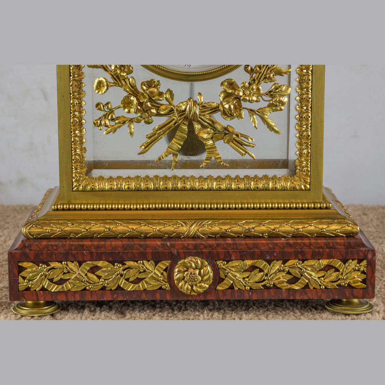 19th Century Gilt Bronze and Rouge Marble Mantel Clock by Lemerle-Charpentier & Cie Paris