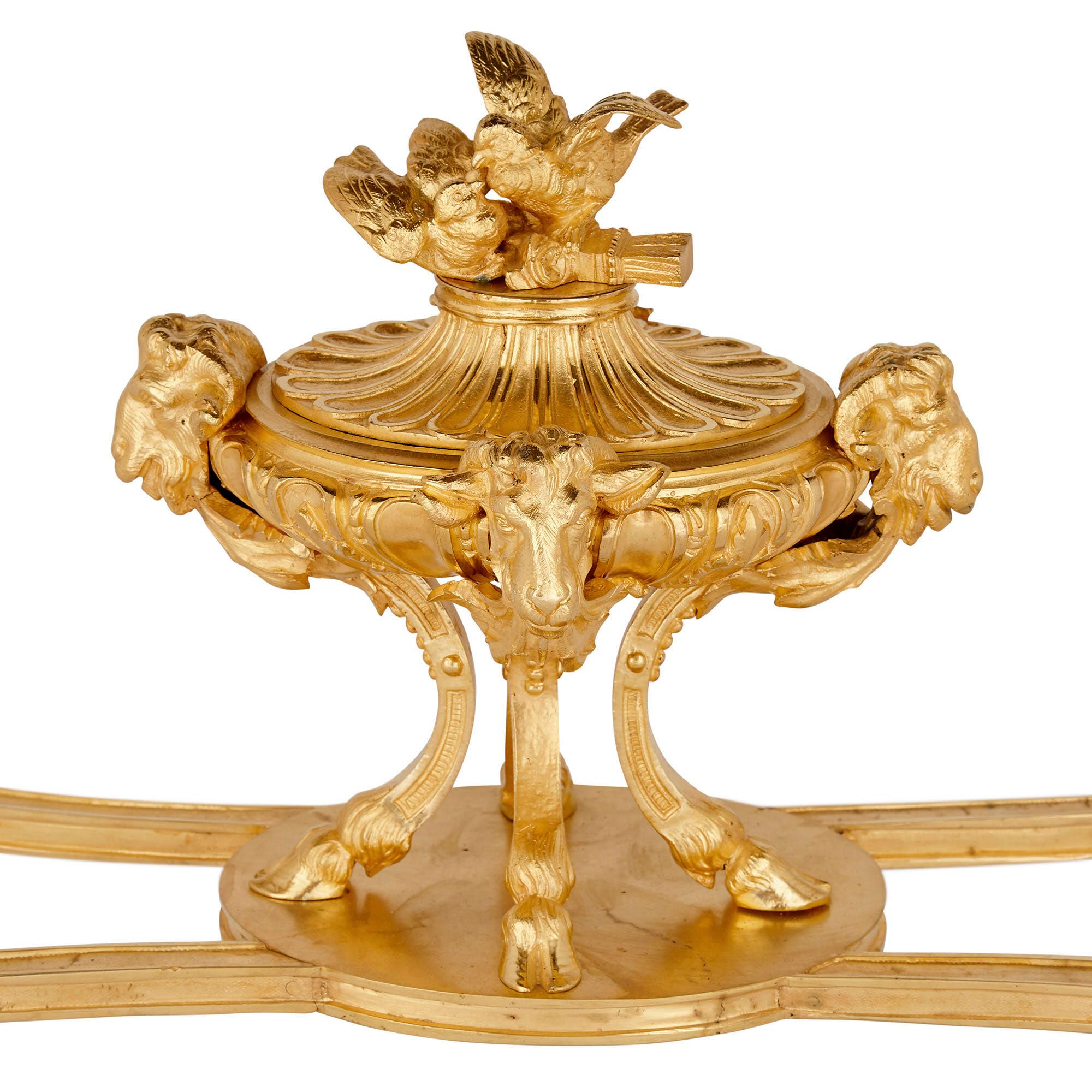 19th Century Gilt Bronze and Sèvres Style Porcelain Louis XVI Style Casket on Stand For Sale