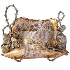 Jardinière aus vergoldeter Bronze und Silberblech, Österreich, Anfang 20.
