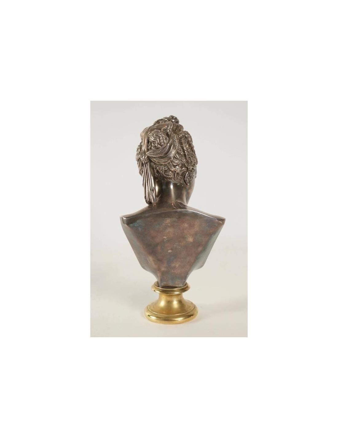 Argenté Buste de Diane en bronze doré et plaqué argent, 20e siècle en vente