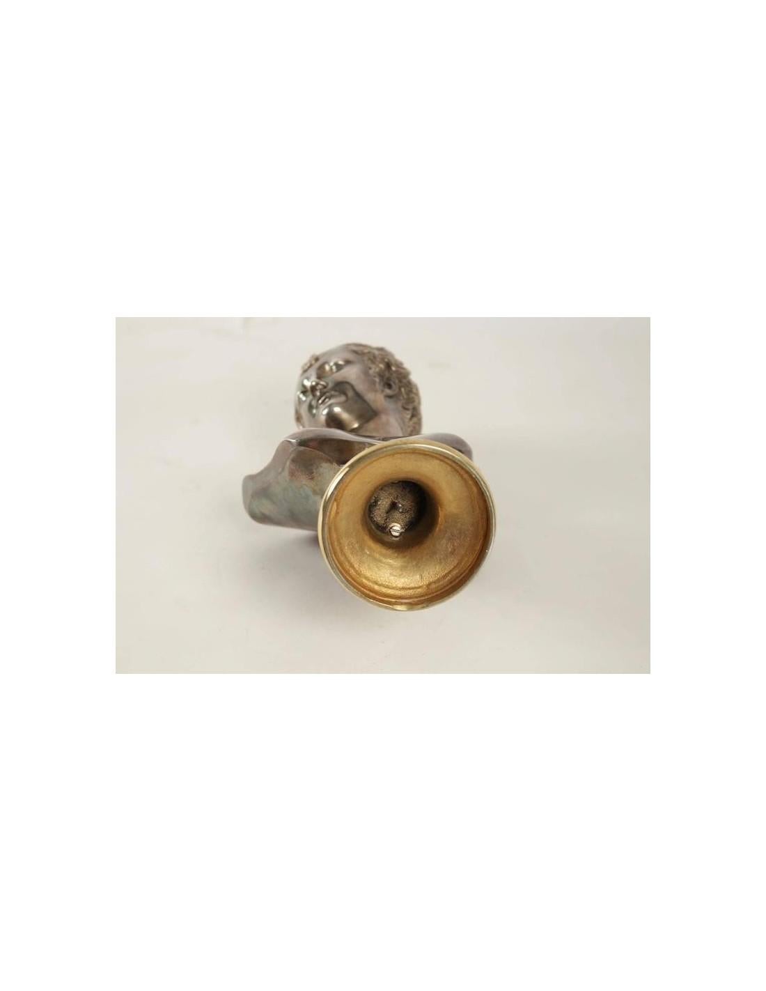 20ième siècle Buste de Diane en bronze doré et plaqué argent, 20e siècle en vente