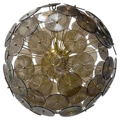 Gilt Bronze and Smoke Glass Fixture