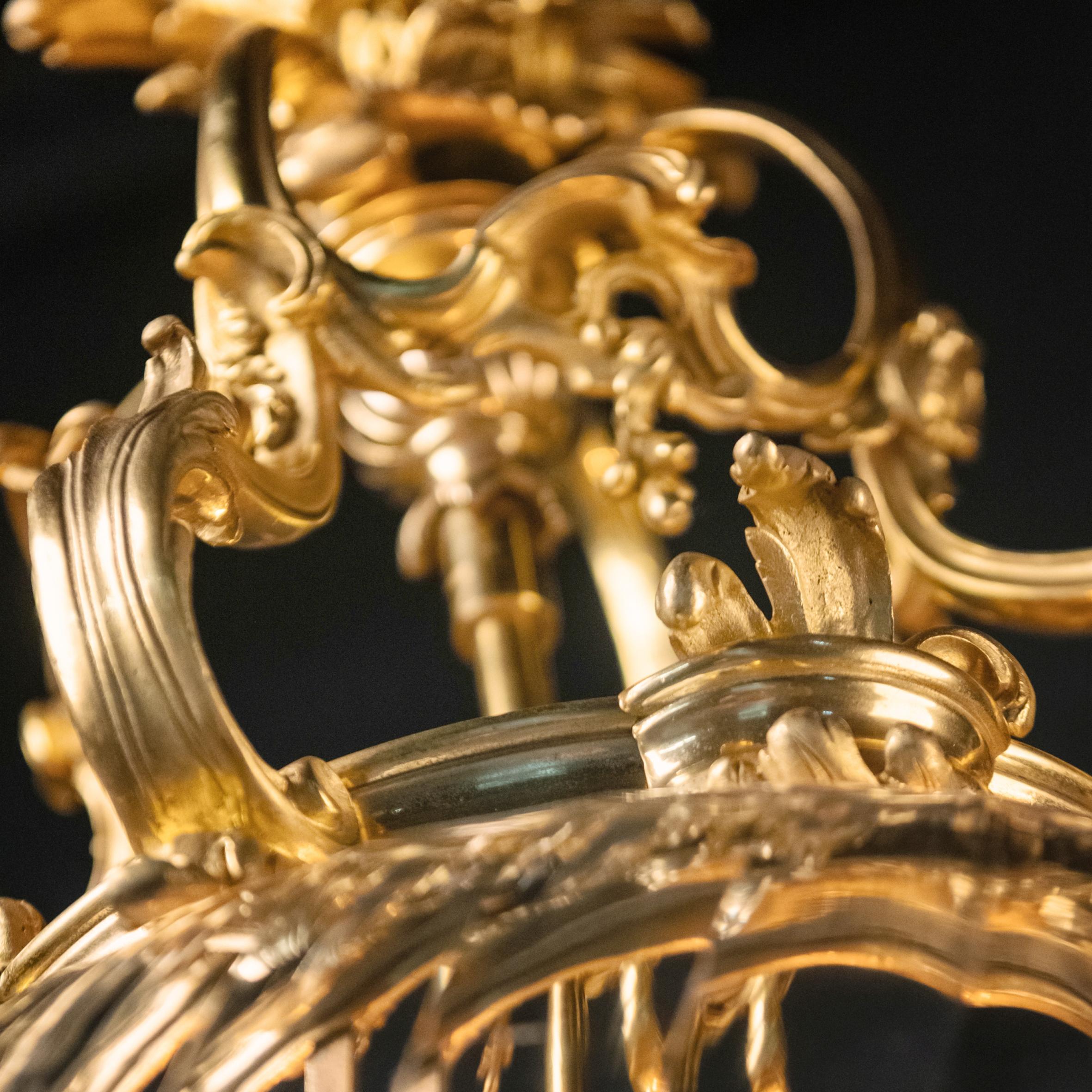 Gilt-Bronze and Spiral Moulded Glass Lantern Attributed to François Linke For Sale 1