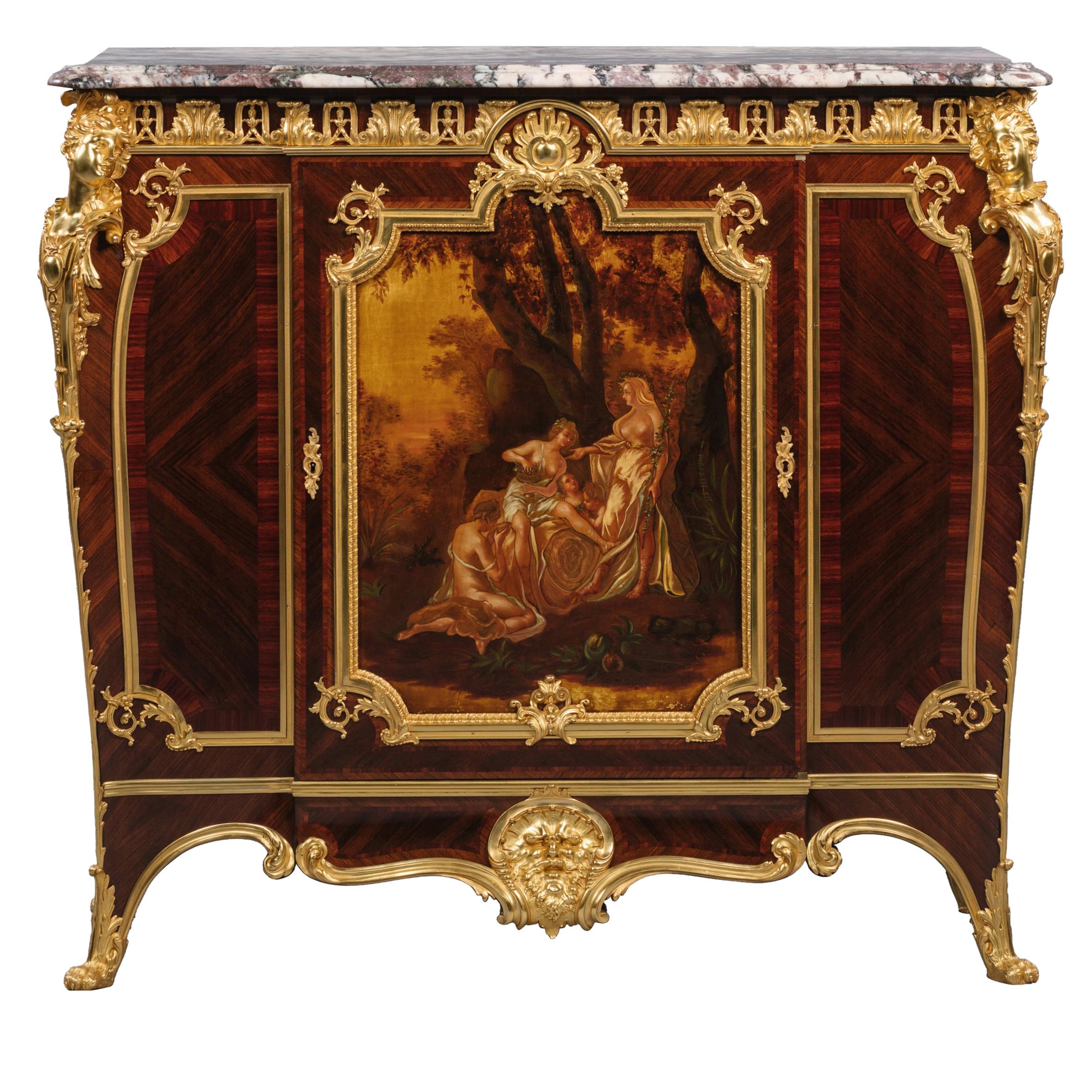 Gilt-Bronze and Vernis Martin Side Cabinet, by Zwiener For Sale