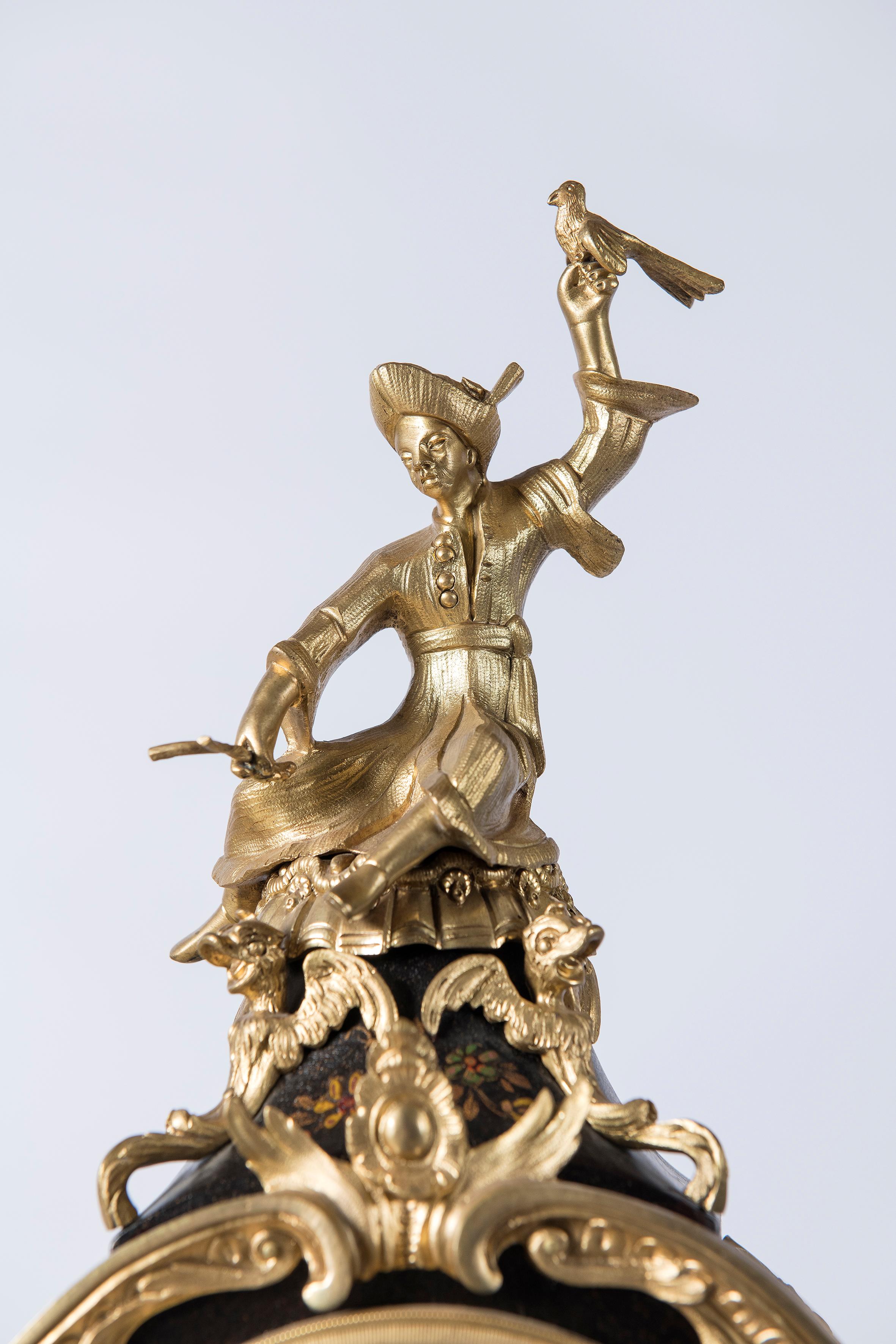 Late 19th Century Gilt Bronze and Wood Table Clock, Clock Signed Biesta, Paris, circa 1890 For Sale