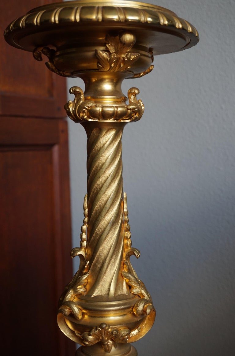 Gilt Bronze Antique Church Altar Candlestick w Angel Sculptures by ...
