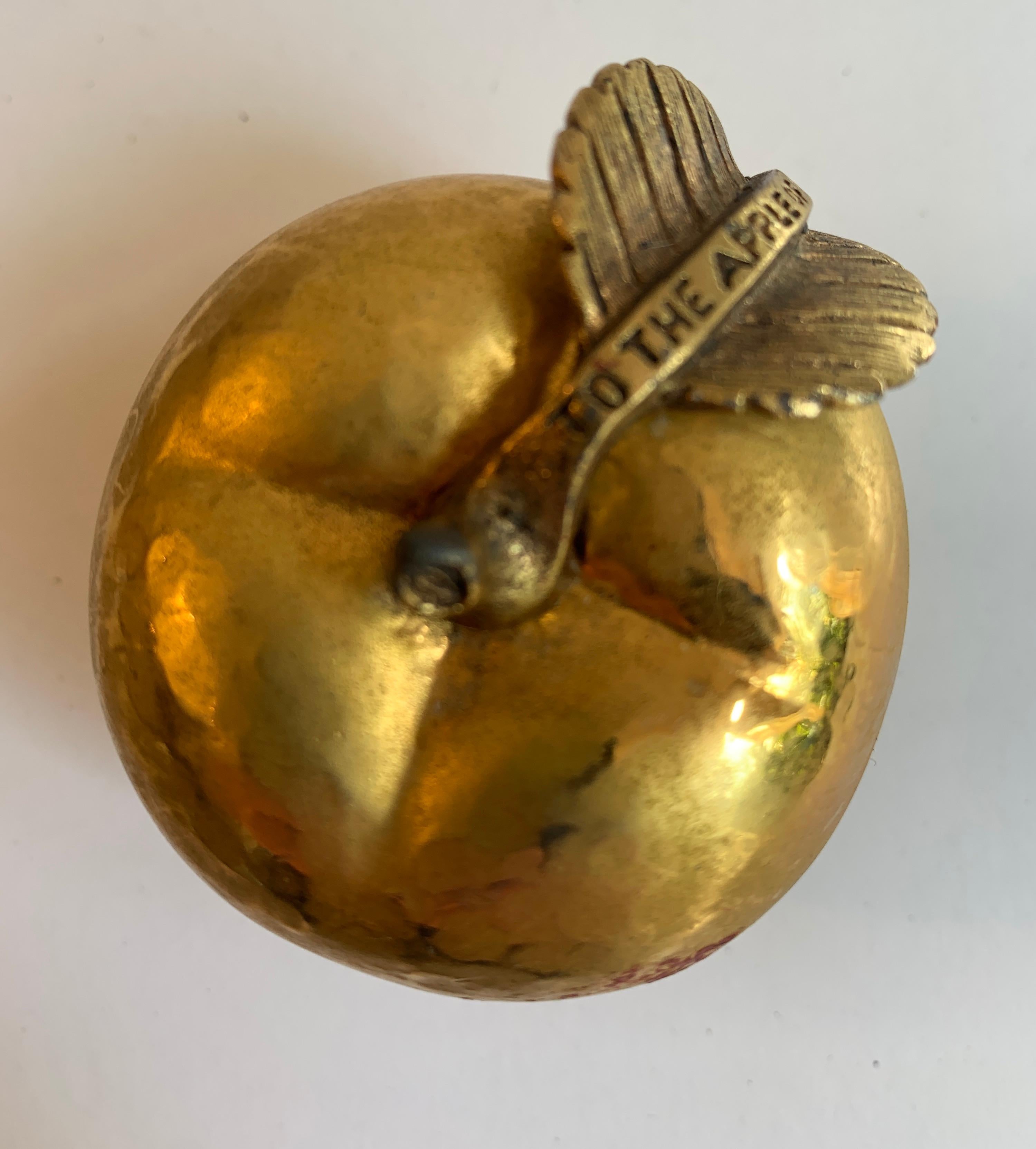 brass apple paperweight
