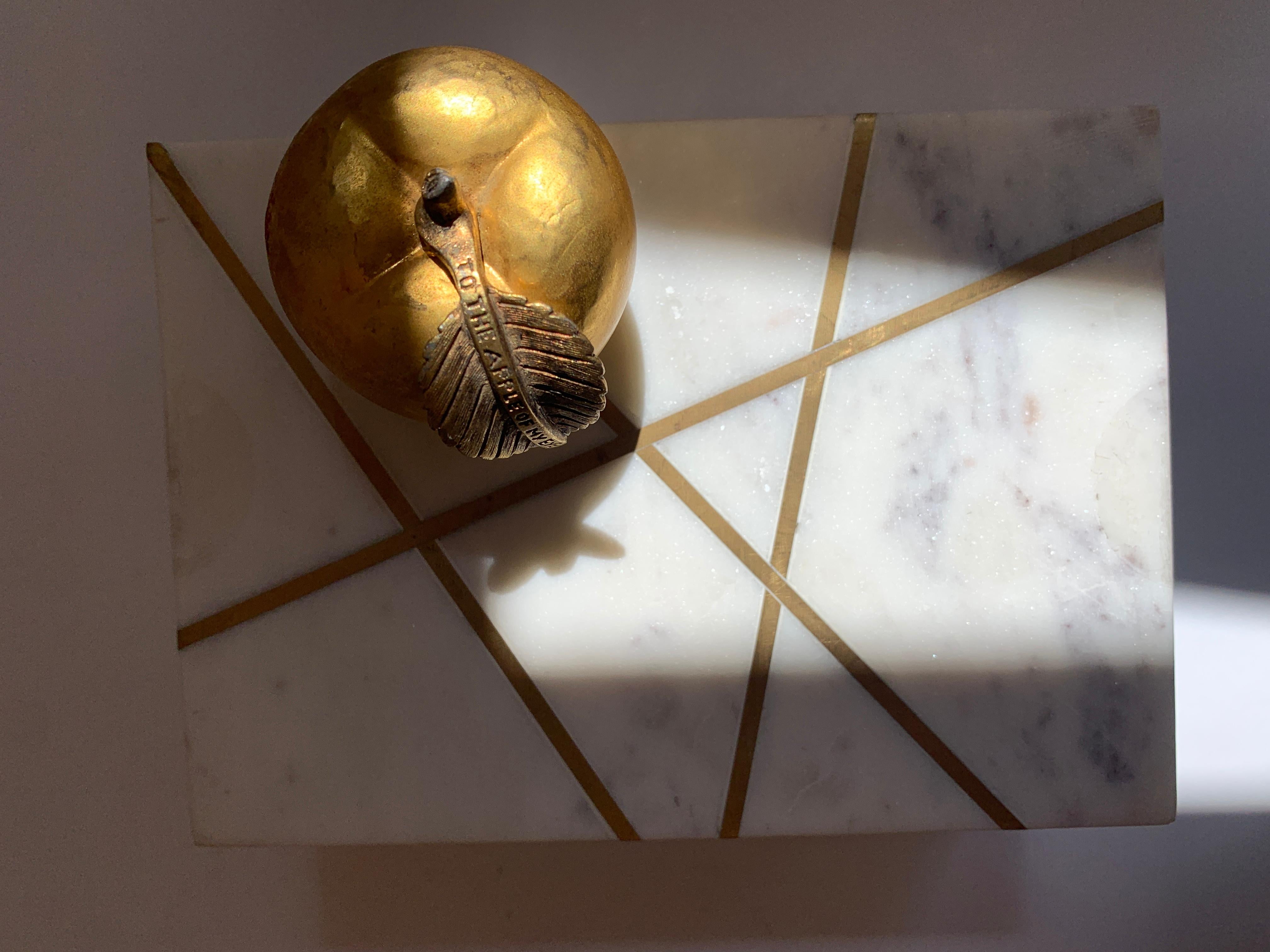 Mid-Century Modern Gilt Bronze Apple Paper Weight