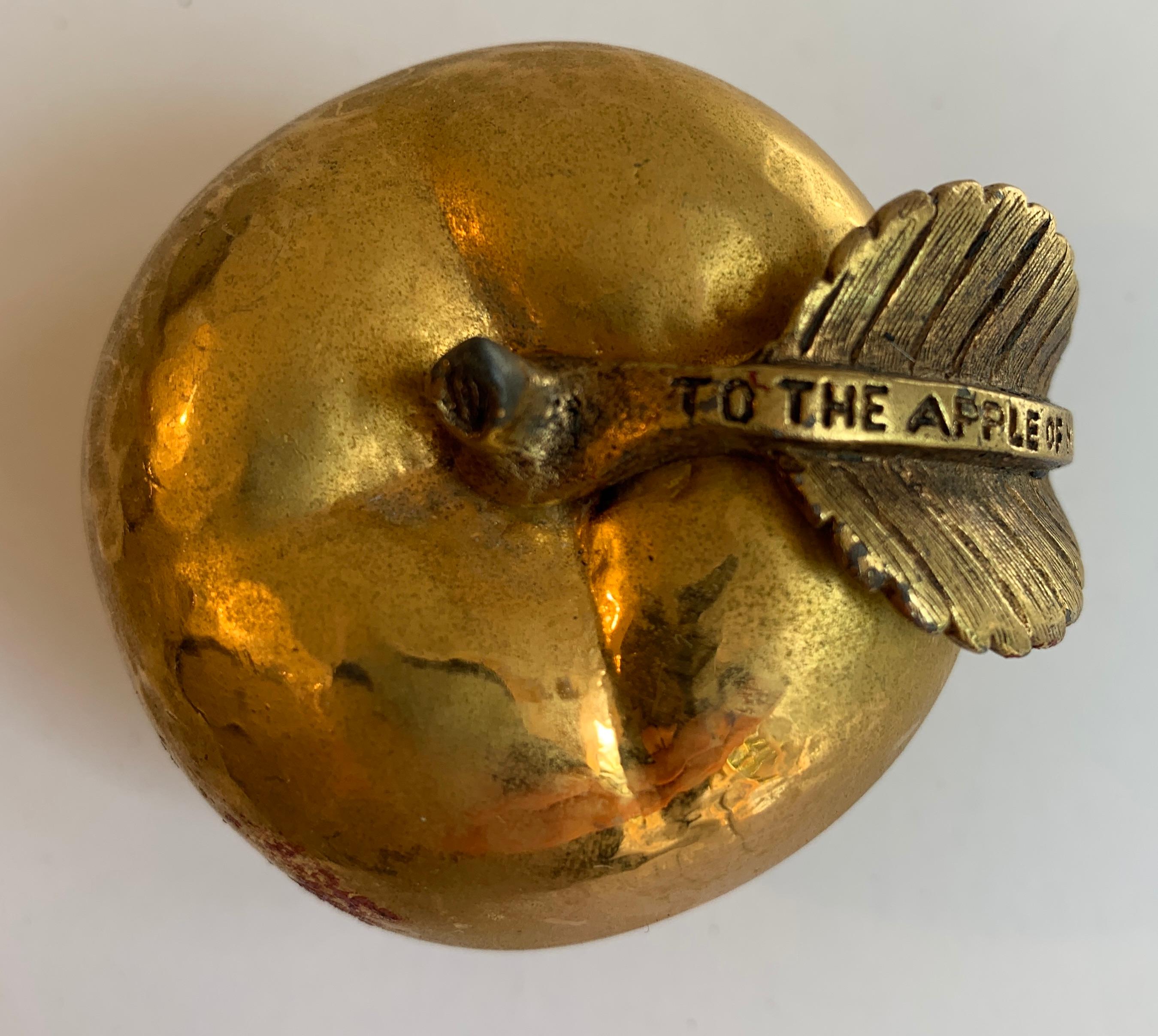 Gilt Bronze Apple Paper Weight In Good Condition In Los Angeles, CA