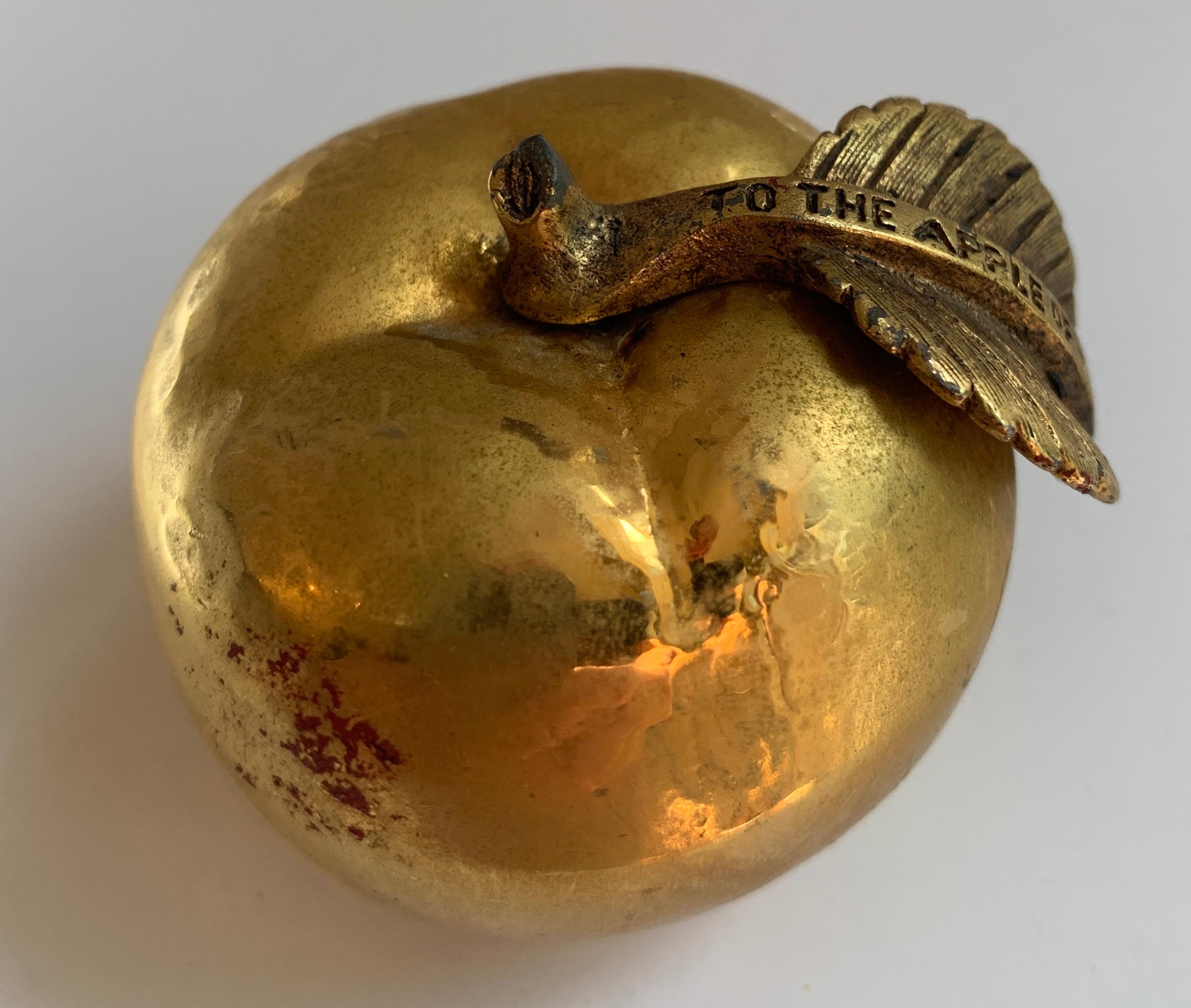 20th Century Gilt Bronze Apple Paper Weight