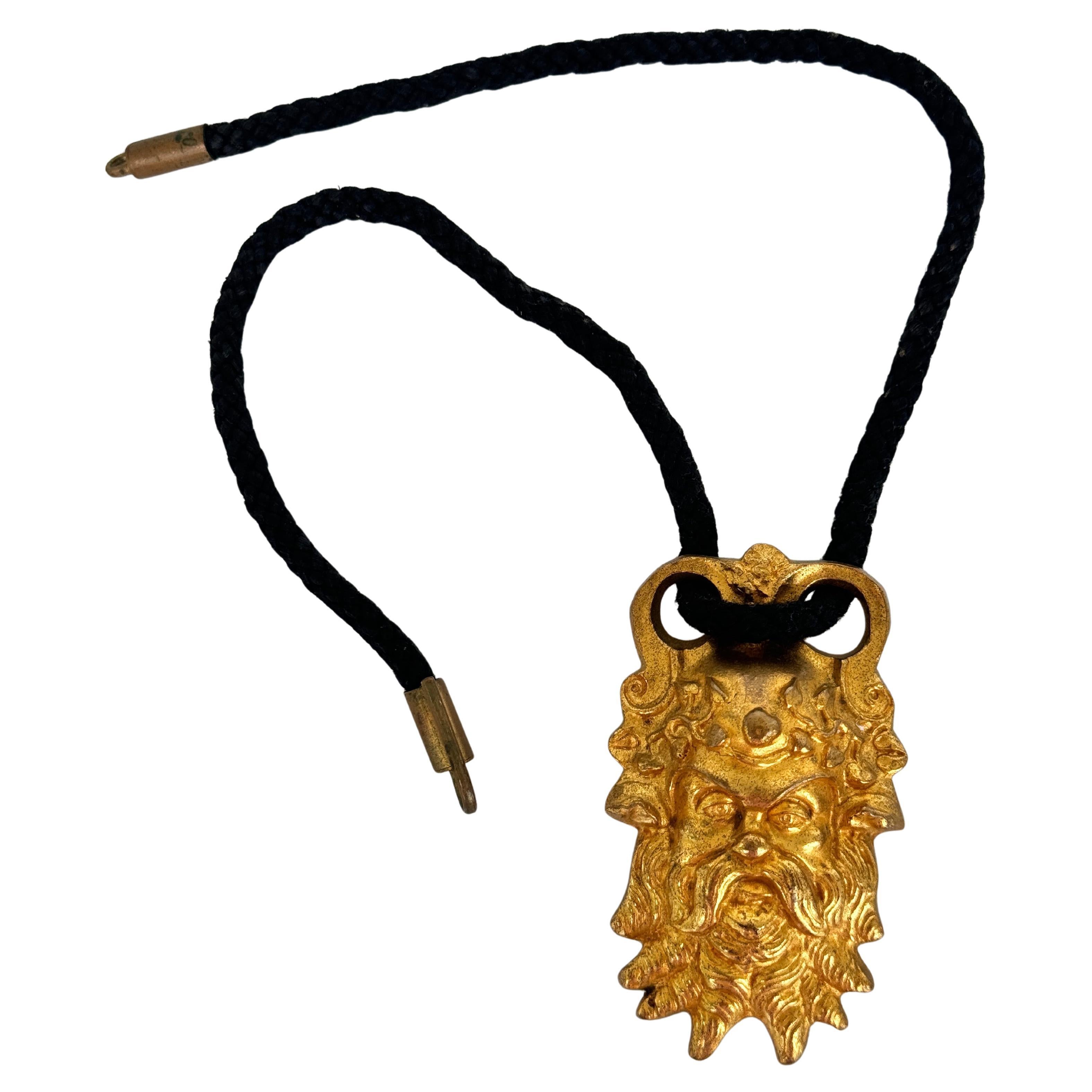 Gilt Bronze Arthus Bertrand Pendant and Victorian Braided Hair Rope In Excellent Condition For Sale In Lake Worth, FL