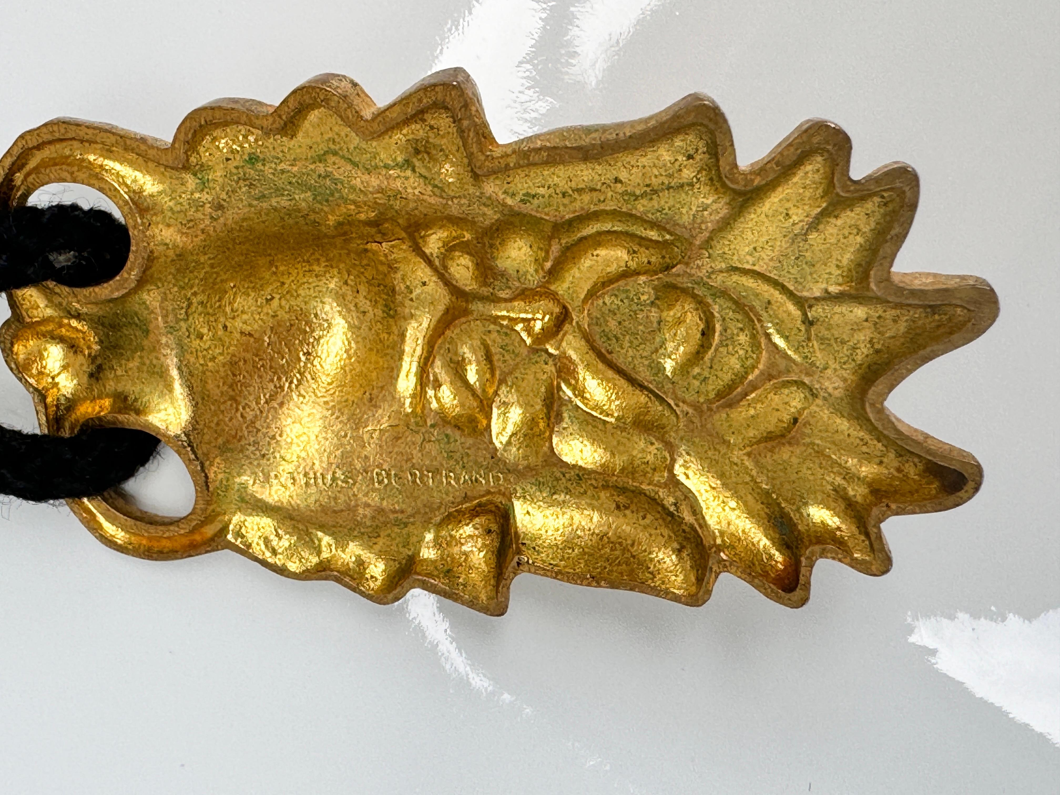 Gilt Bronze Arthus Bertrand Pendant and Victorian Braided Hair Rope For Sale 1