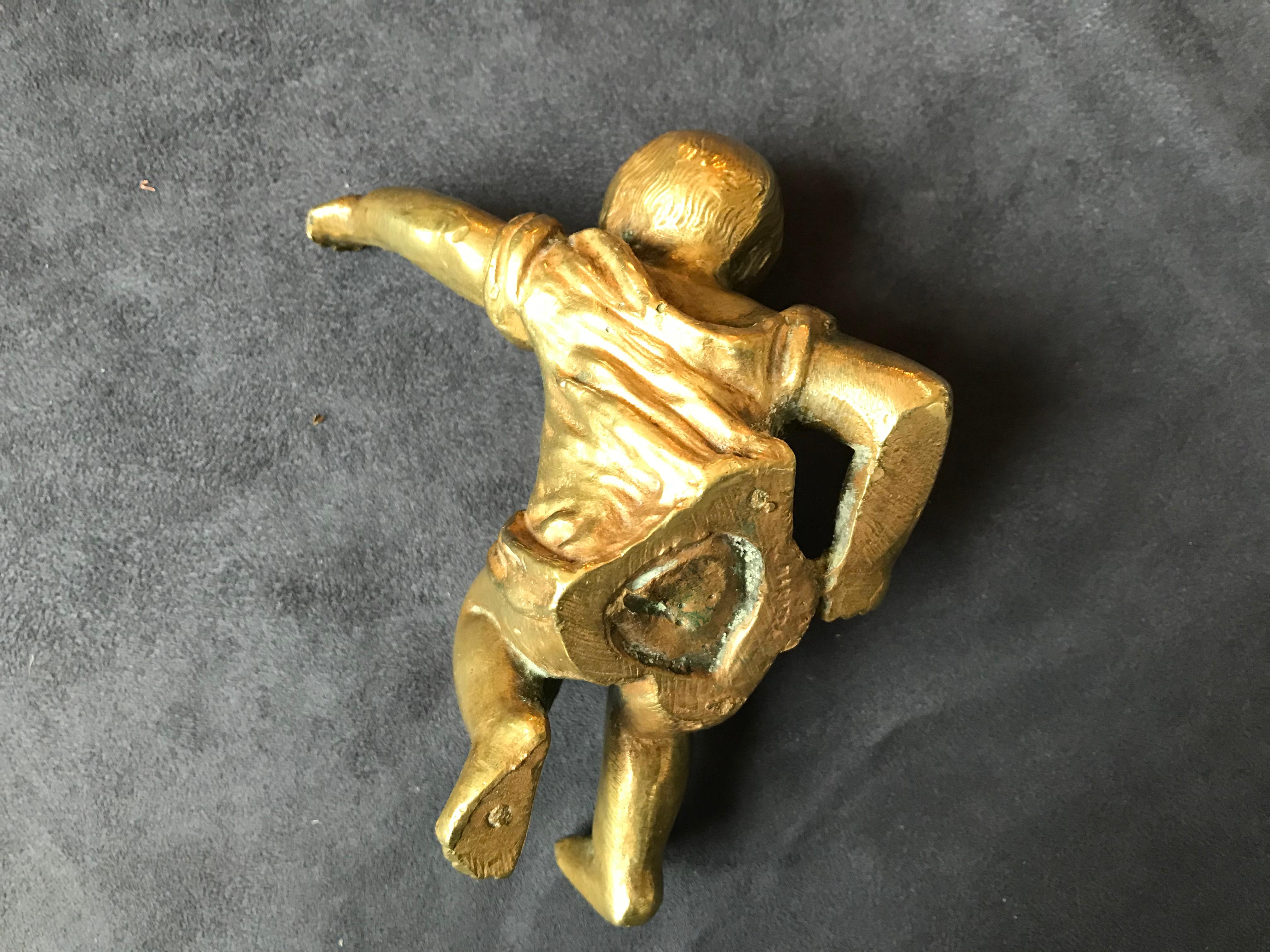 Gilt Bronze Baby Sculpture Paperweight, France, 1950 In Good Condition For Sale In Paris, FR