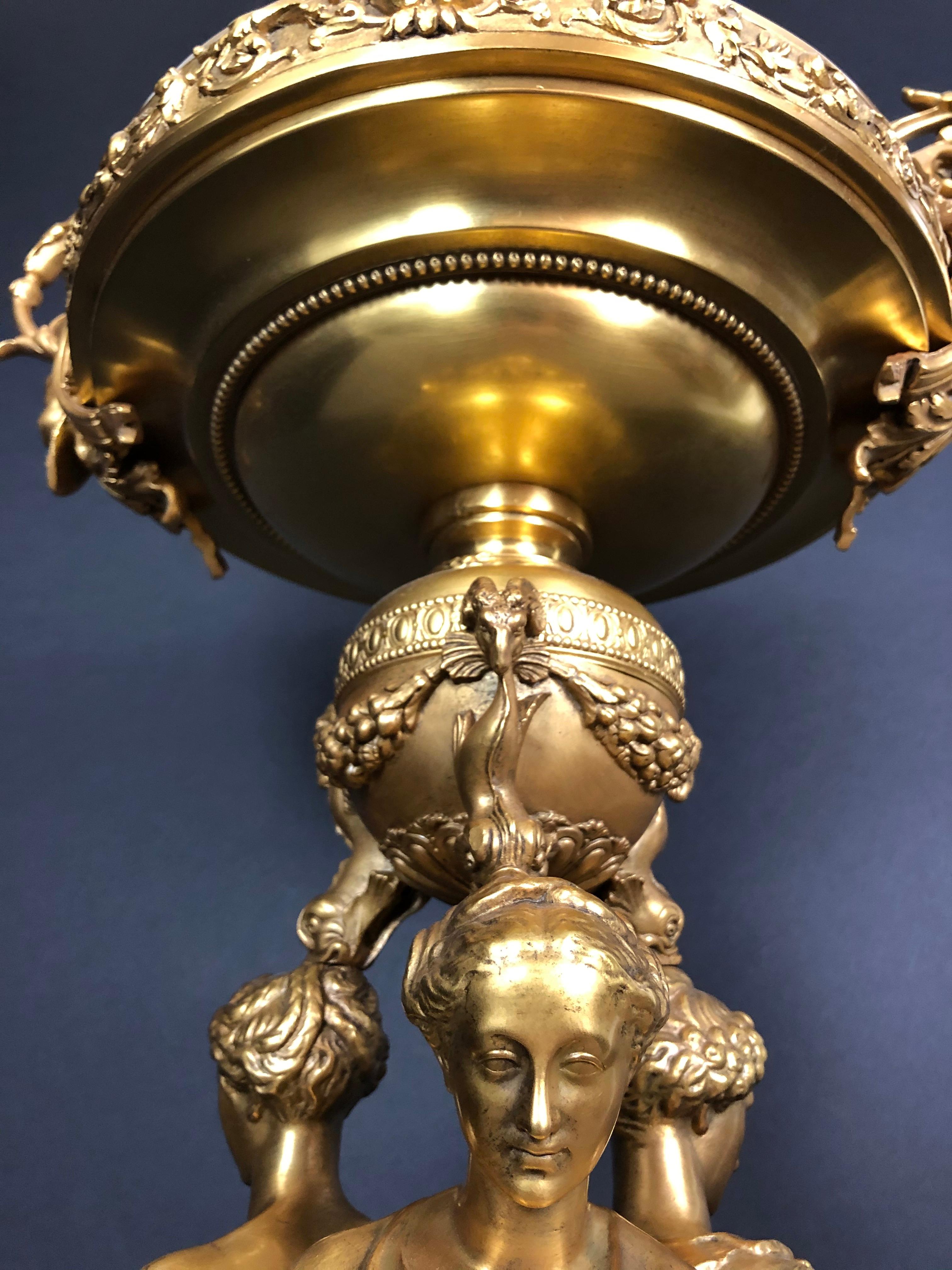 Barbedienne Bronze Centerpiece after Germain Pilon on Red and Black ...