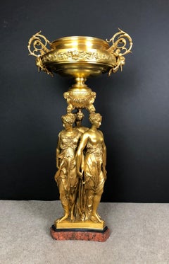 Barbedienne Bronze Centerpiece after Germain Pilon on Red and Black Marble Base