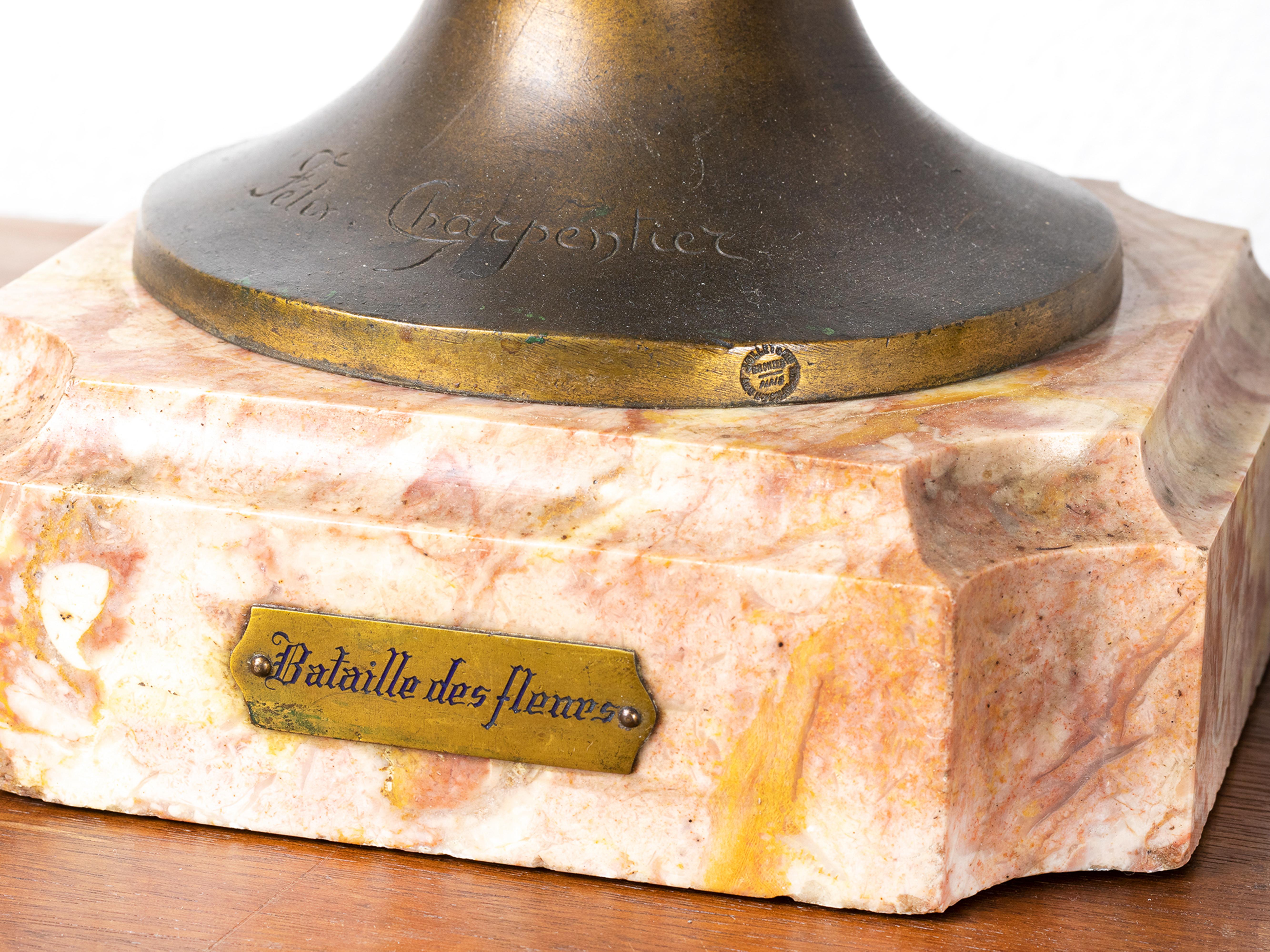 Gilt-bronze Battle Of The Flowers Statue by Félix Charpentier, 20th Century For Sale 5