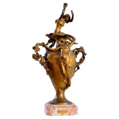 Statue de la bataille des fleurs en bronze doré par Félix Charpentier, 20e siècle