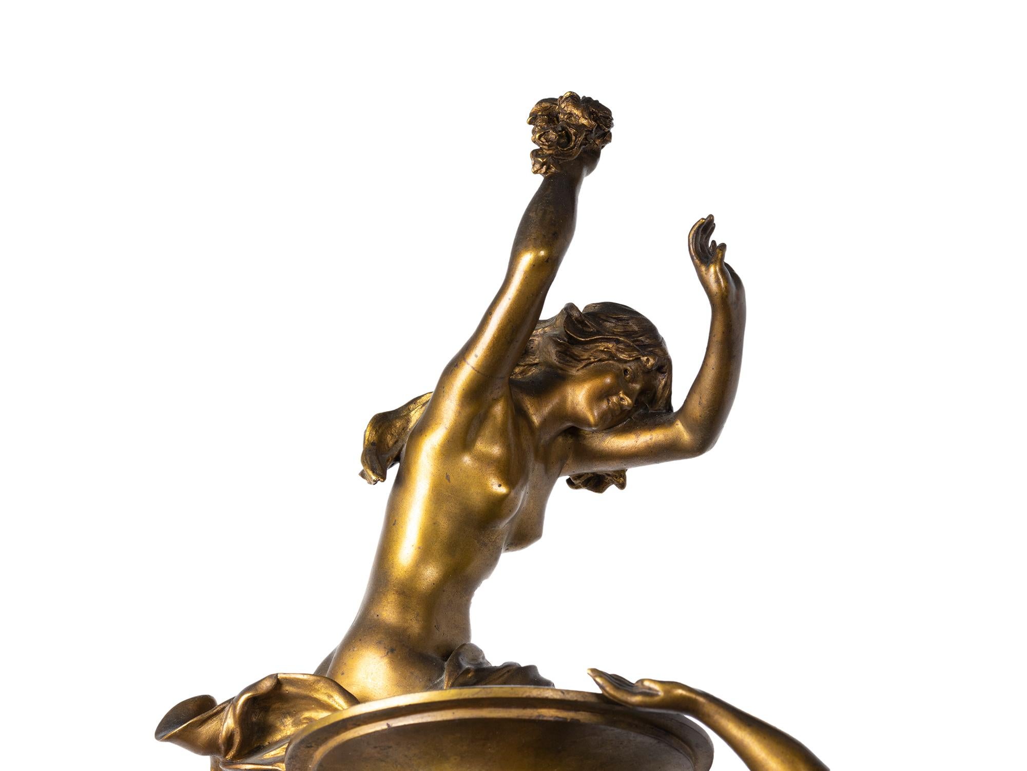 Gilt-bronze Battle of the flowers statue by Félix Charpentier  For Sale 2