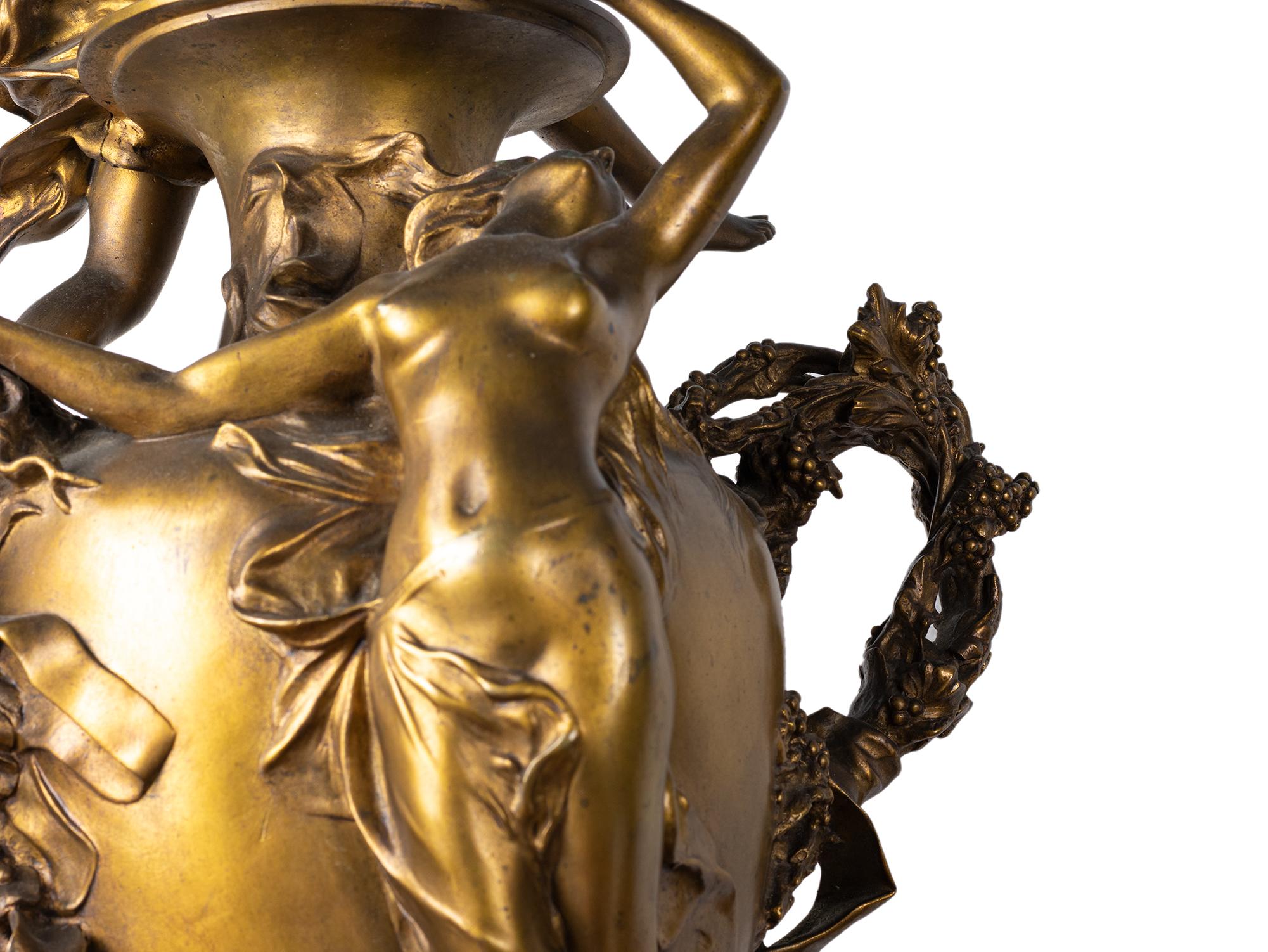 Gilt-bronze Battle of the flowers statue by Félix Charpentier  For Sale 3