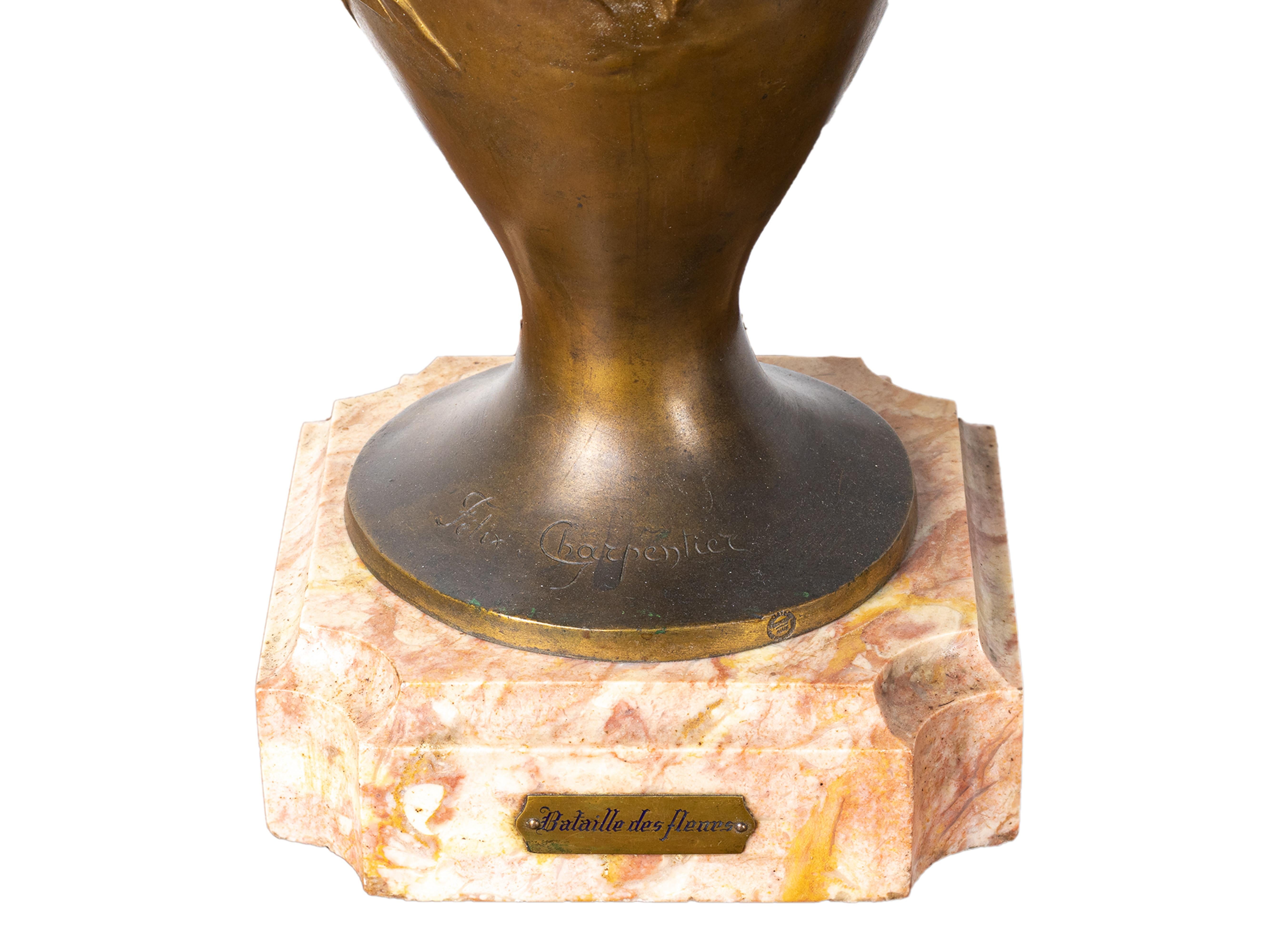 20th Century Gilt-bronze Battle of the flowers statue by Félix Charpentier For Sale