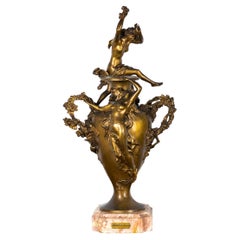Gilt-bronze Battle of the flowers statue by Félix Charpentier