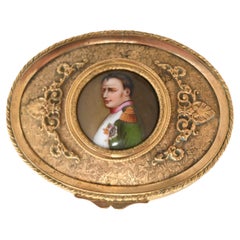 Gilt Bronze Box With Miniature Of Napoleon Bonaparte, 19th Century