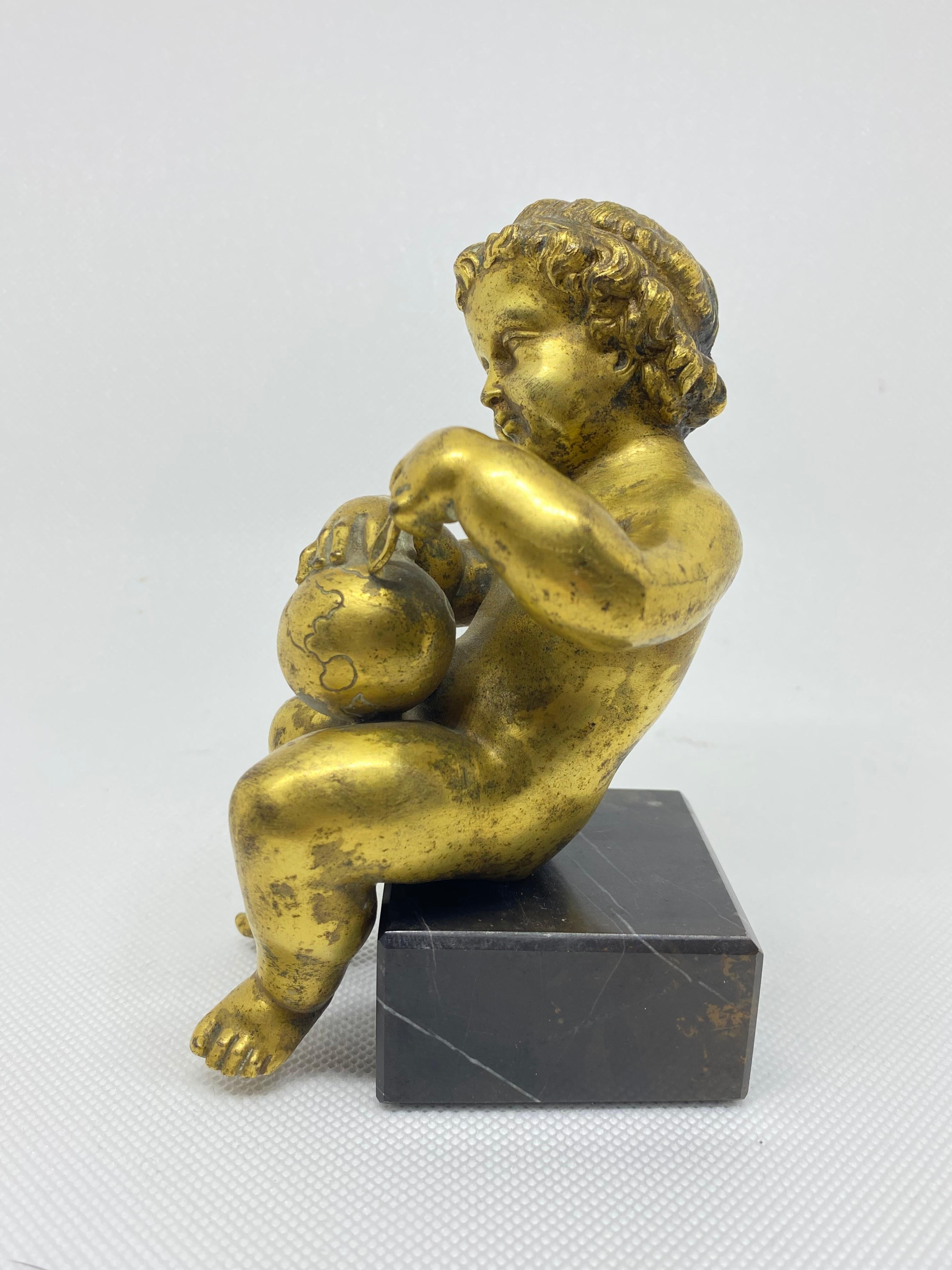 Cast Gilt Bronze Boy Allegory of Geography, French, 18th Century For Sale