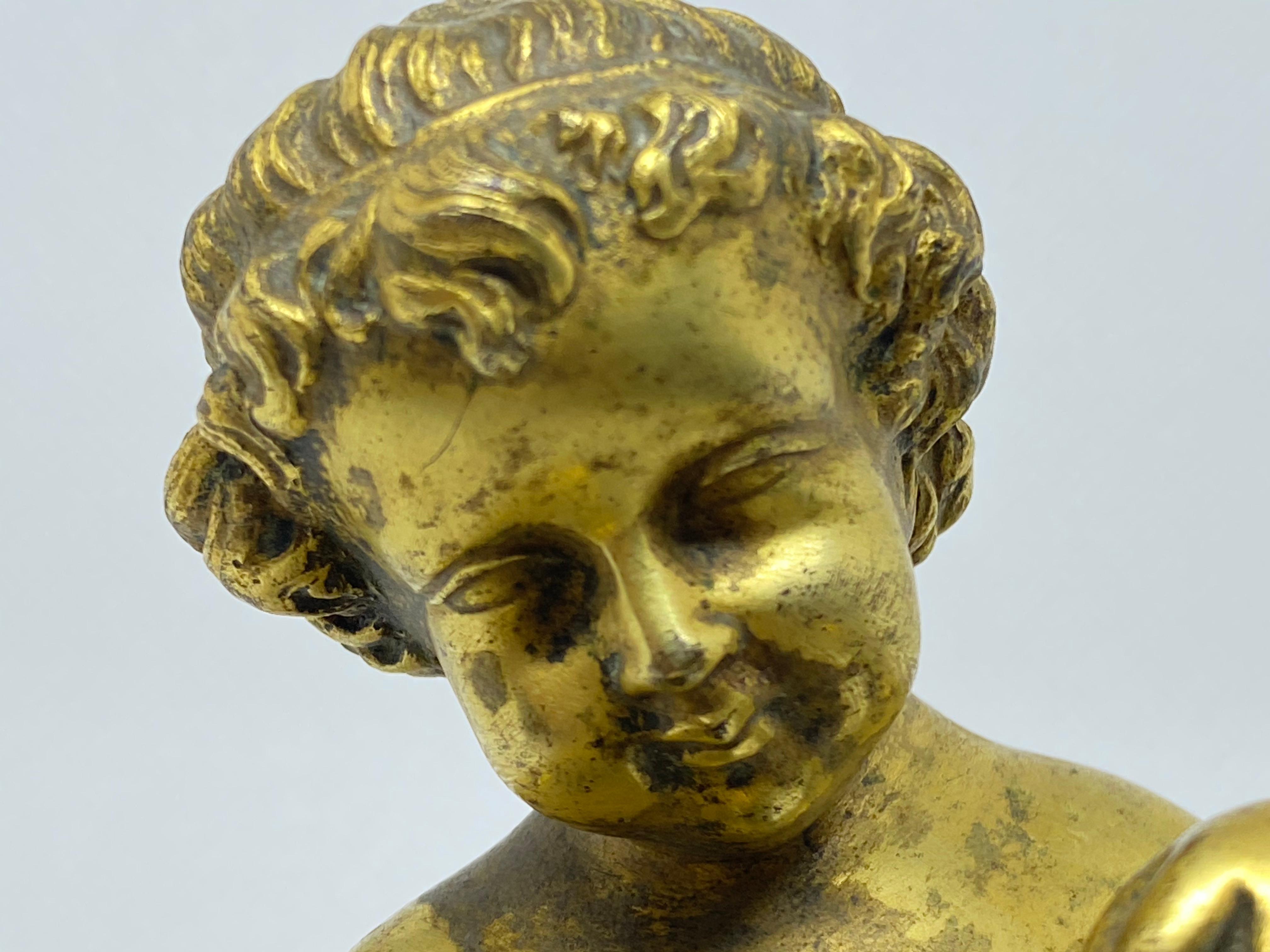 Gilt Bronze Boy Allegory of Geography, French, 18th Century In Distressed Condition For Sale In Kensington, MD