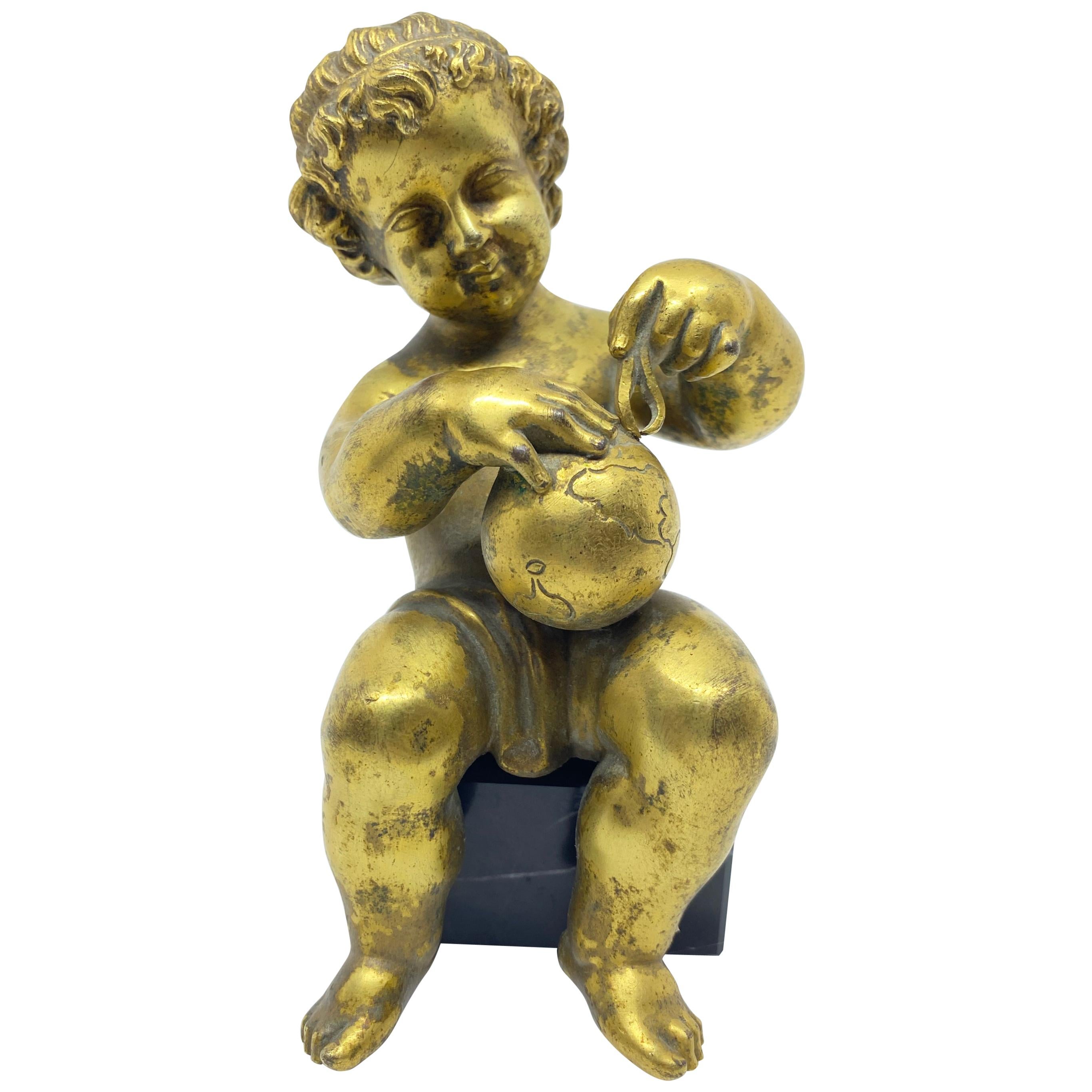 Gilt Bronze Boy Allegory of Geography, French, 18th Century For Sale