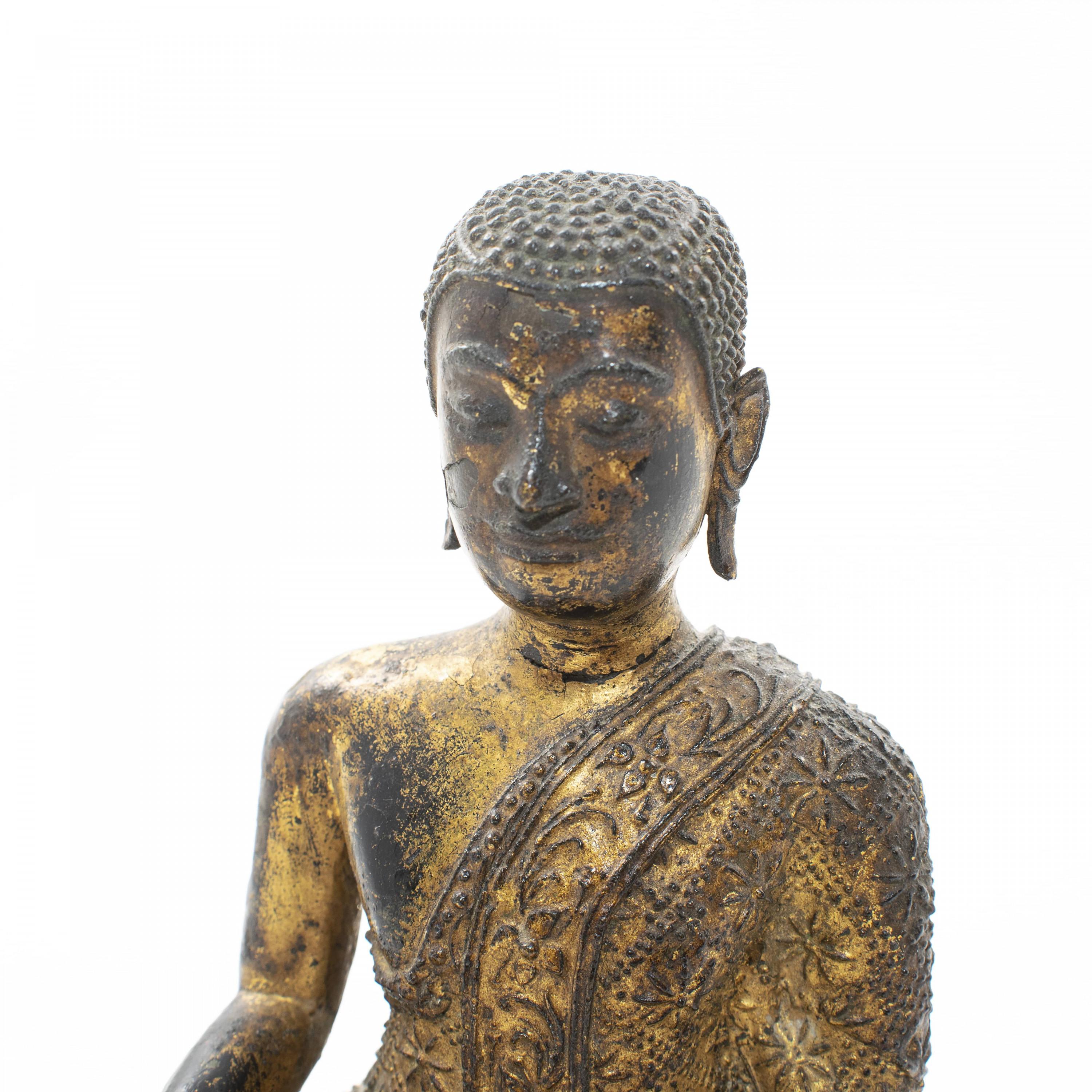 19th Century Gilt Bronze Buddha, Siam, c  1800-1850