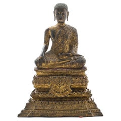 Buddha aus vergoldeter Bronze, Siam, ca.  1800-1850