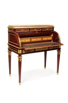 19th Century French Furnitue Gilt Bronze Bureau a Cylinder by A. Chevrie