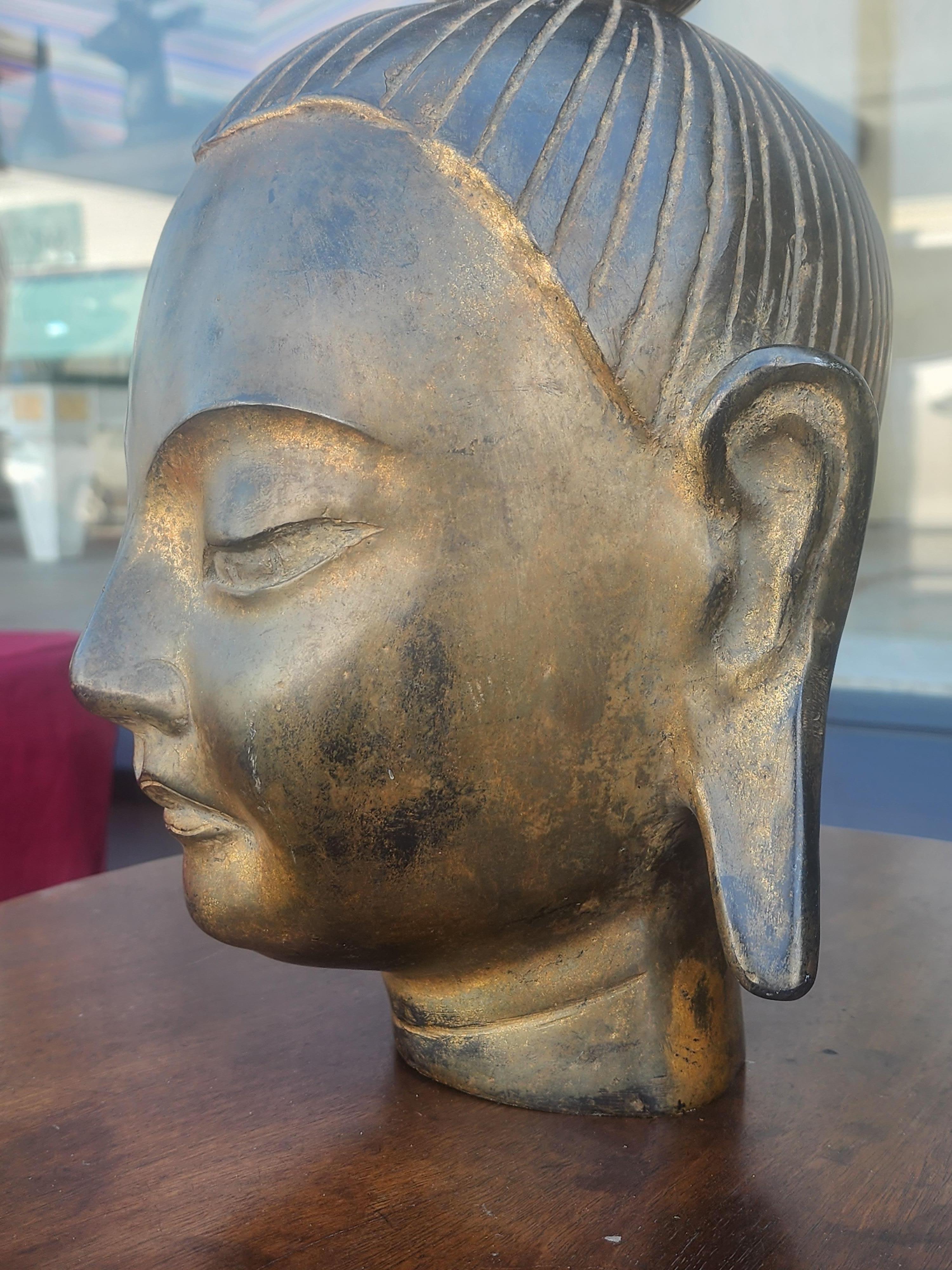 Thai Gilt Bronze Bust of Shakyamuni Buddha For Sale