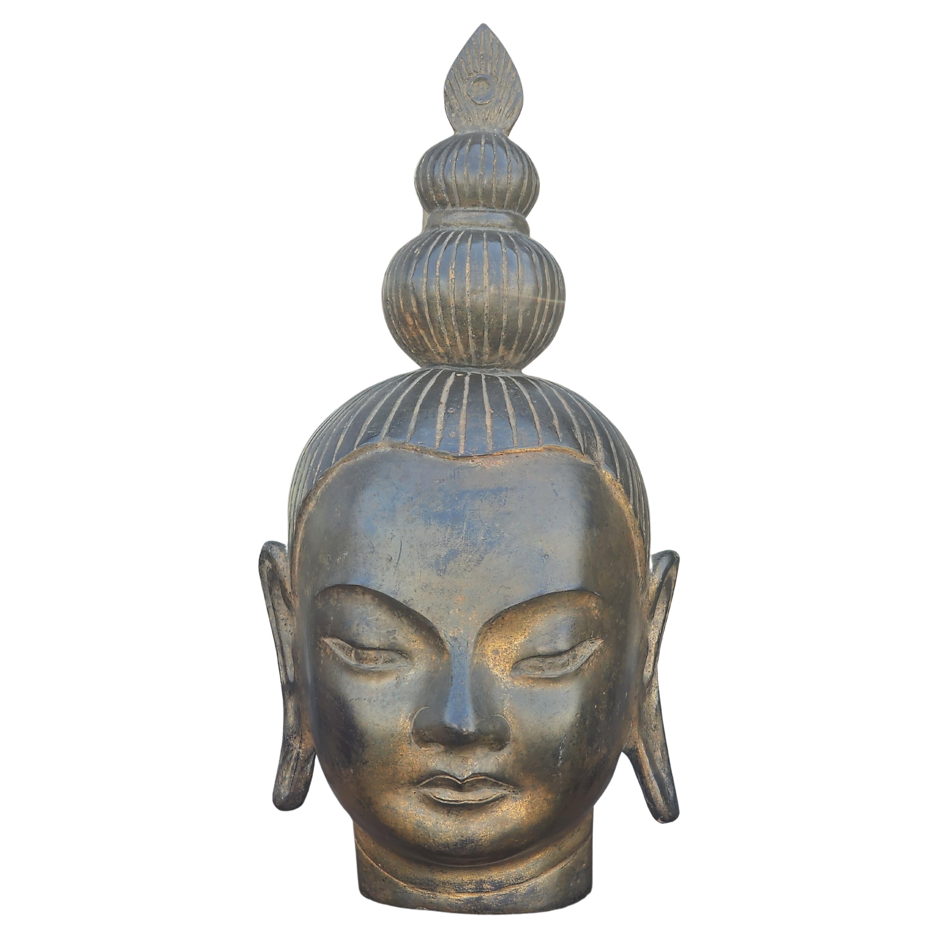 Gilt Bronze Bust of Shakyamuni Buddha For Sale